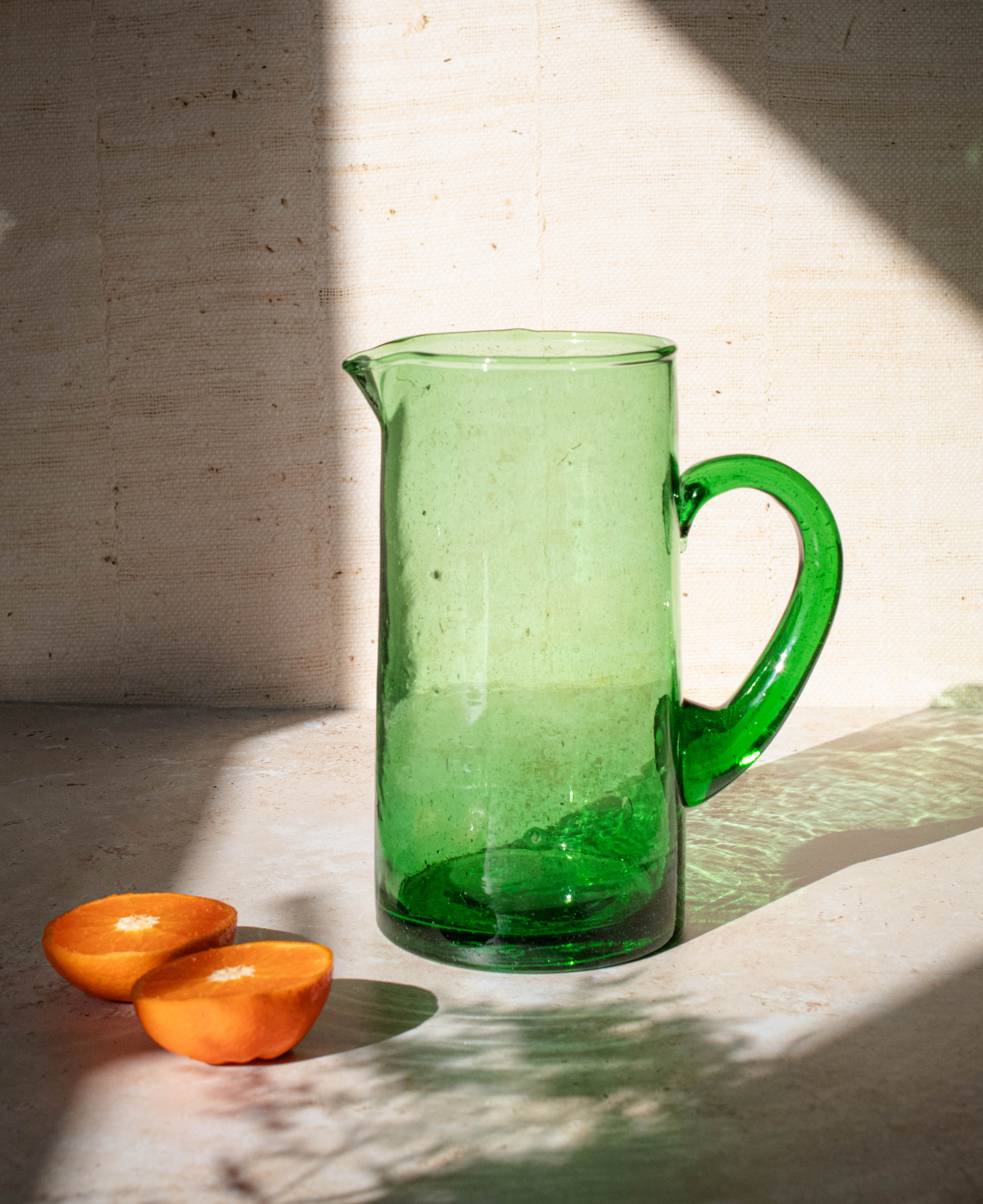 Moroccan Glass Beldi Water Jug - Green, photo 1 of 3