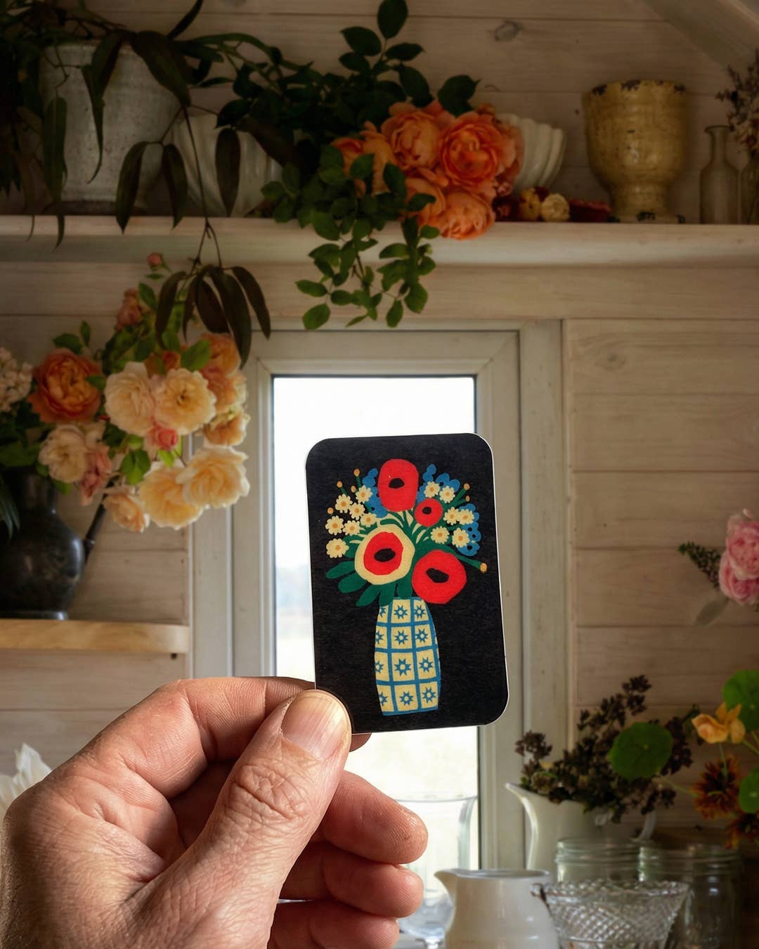Sticker - Folk Flower Vase, photo 1 of 3