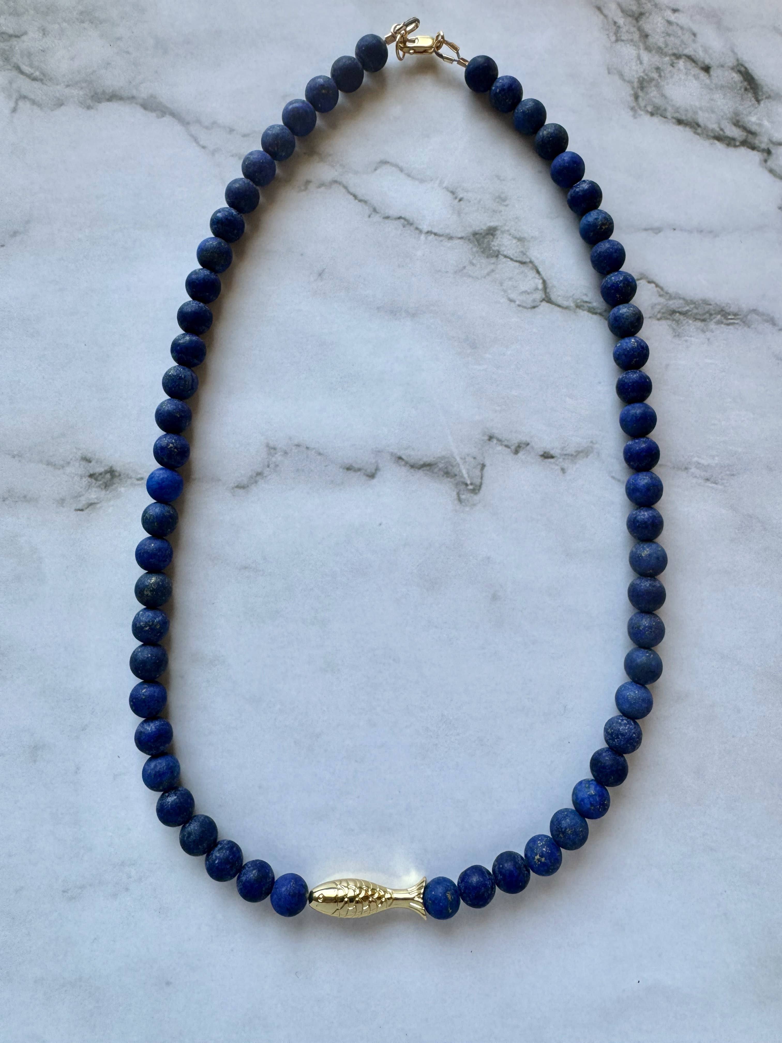 Ashia Beaded Fish Necklace: Amazonite, photo 7 of 8