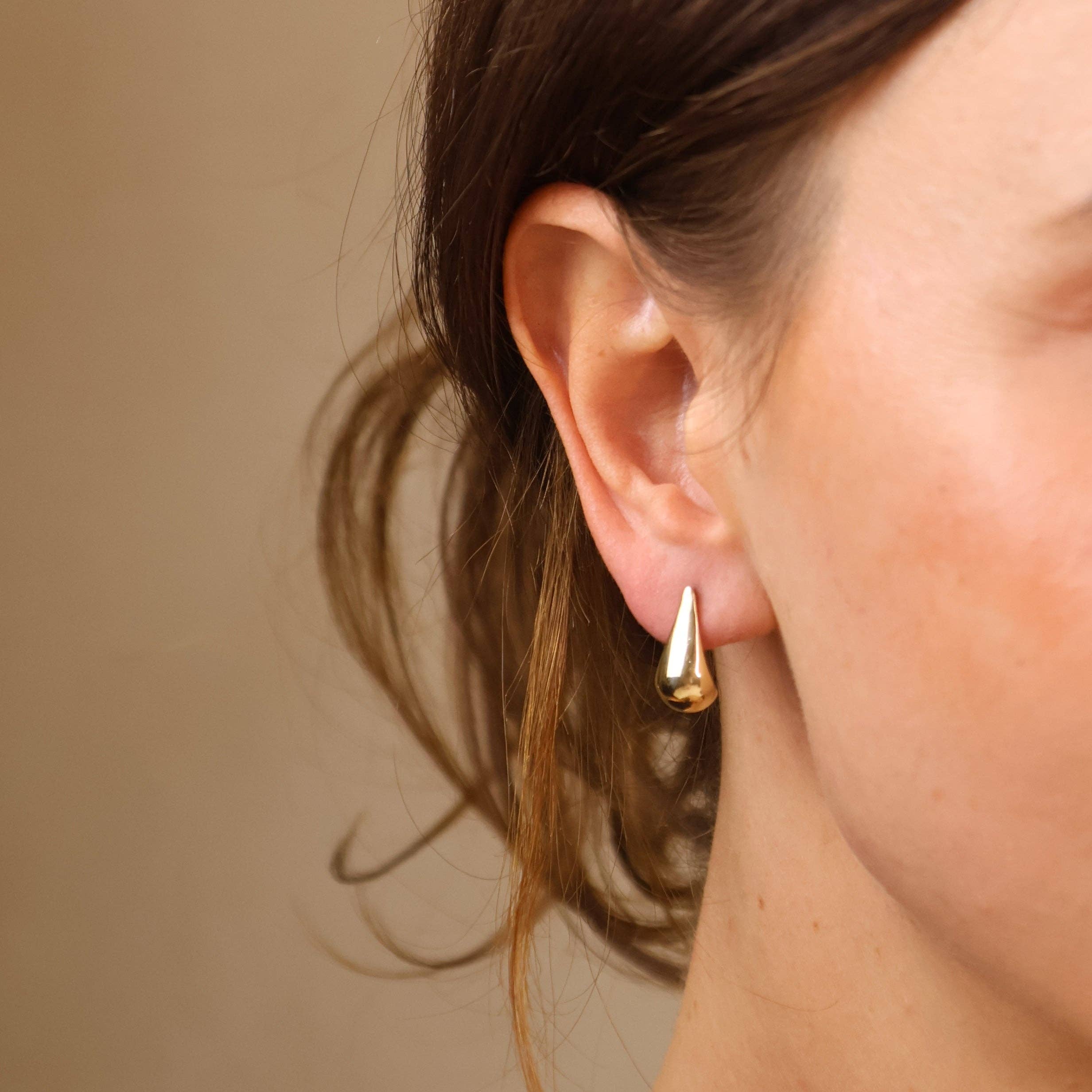 18k Gold Filled 15mm Teardrop Stud Earrings, photo 2 of 5