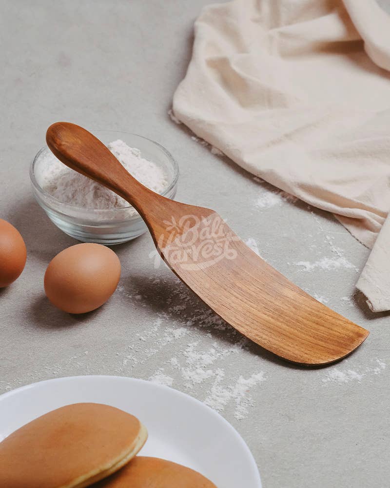 Teak Wooden Pancake Spatula Turner Flipper - Breakfast Egg, photo 1 of 3
