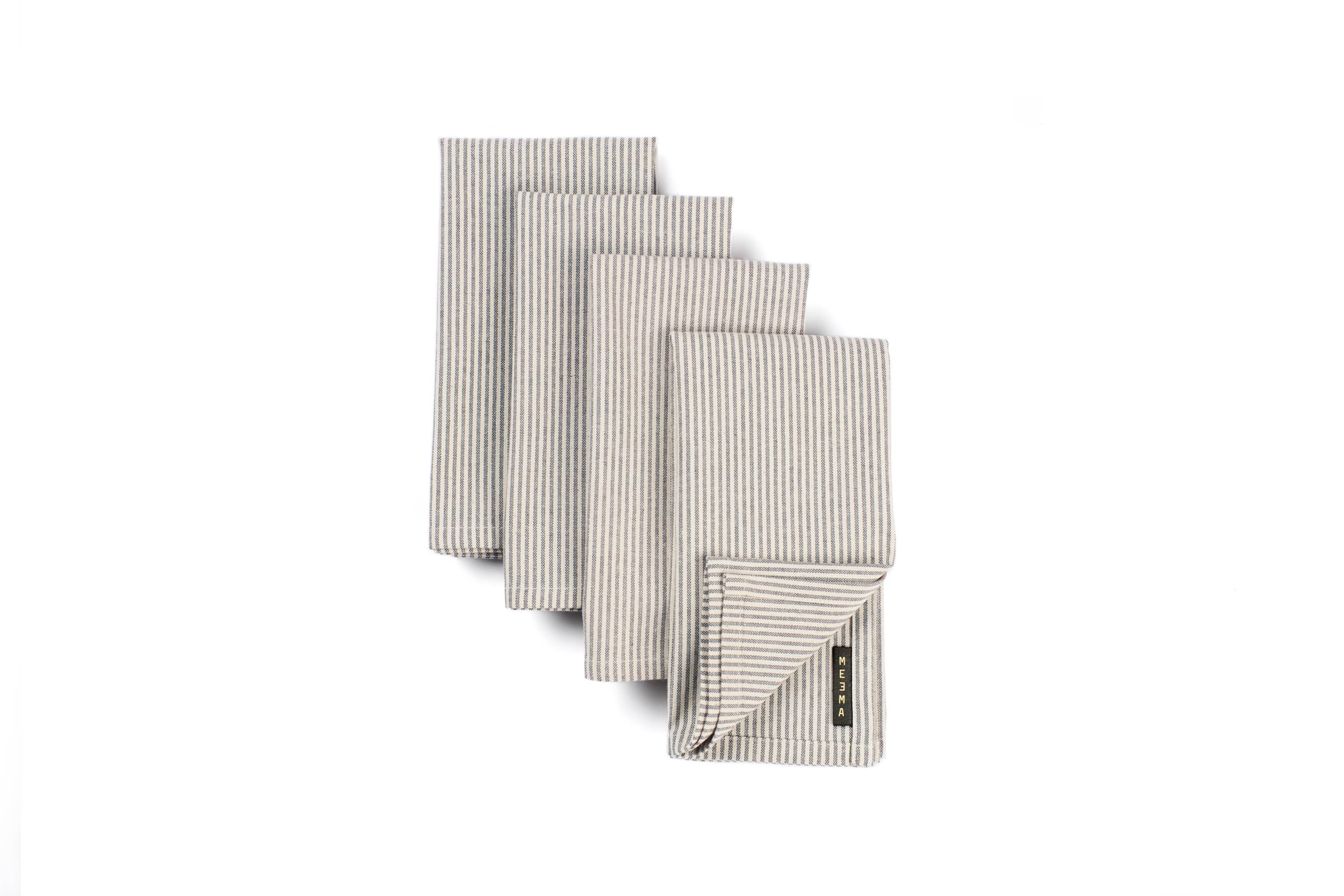 Cloth Dinner Napkins – Cotton Set of 4, Stripes & Solid: Charcoal Pinstriped, photo 1 of 8