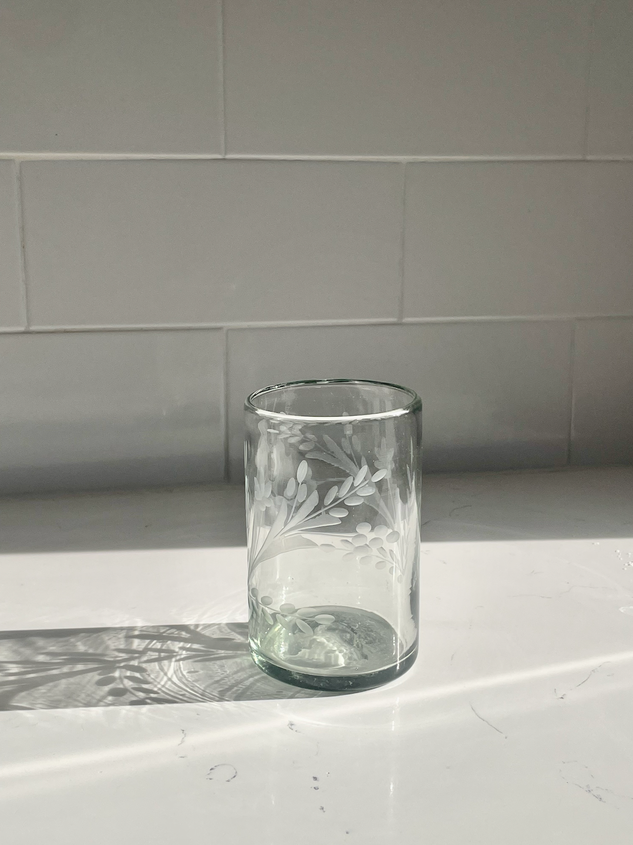 Hand-etched Tumbler Glass: Large, photo 1 of 8