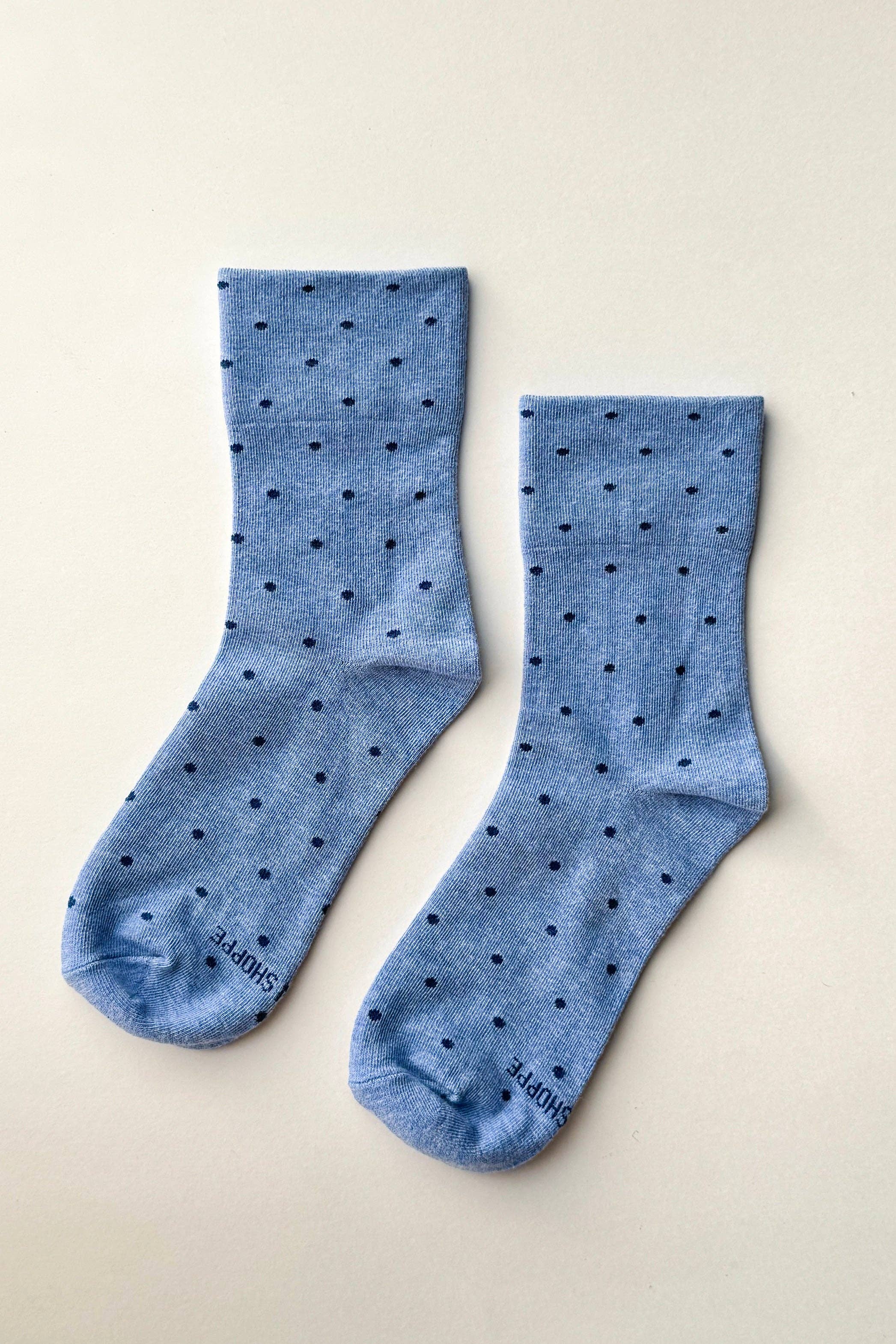 Polka Dot Sneaker Socks: BLUE/NAVY, photo 1 of 5