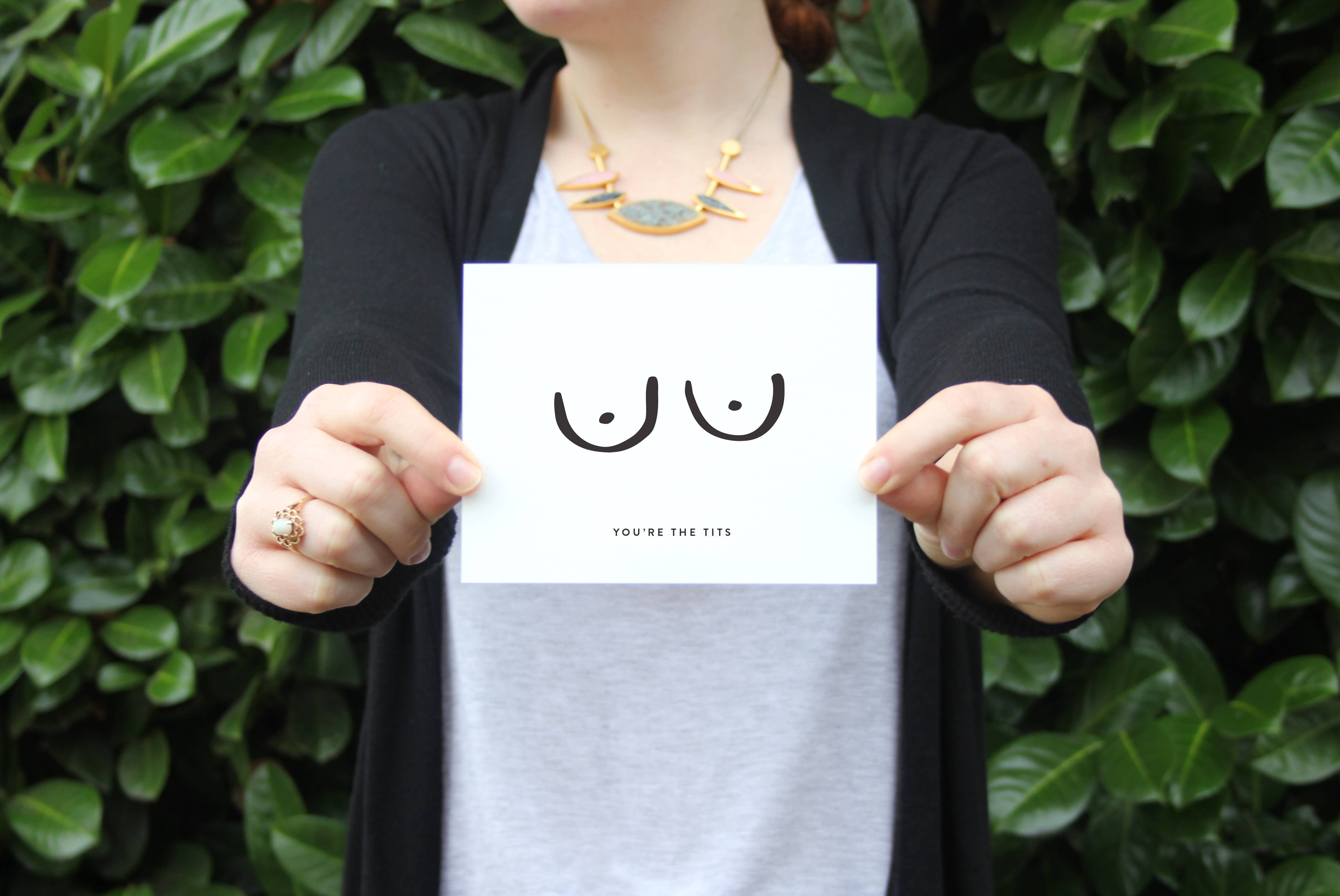 You're The Tits - Letterpress Friendship Greeting Card, photo 2 of 2