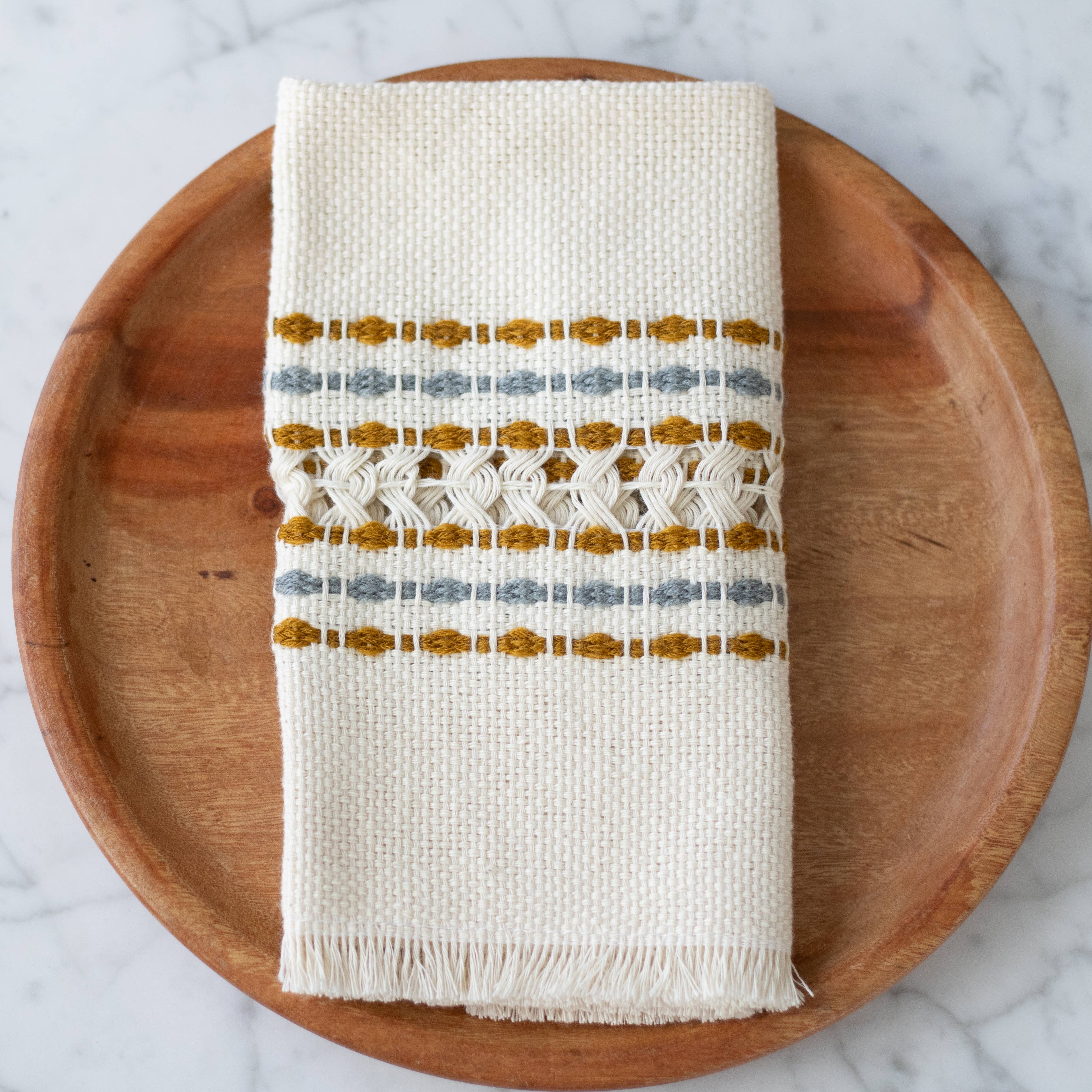 Handwoven Cotton Napkin - Yellow and Grey, photo 1 of 4
