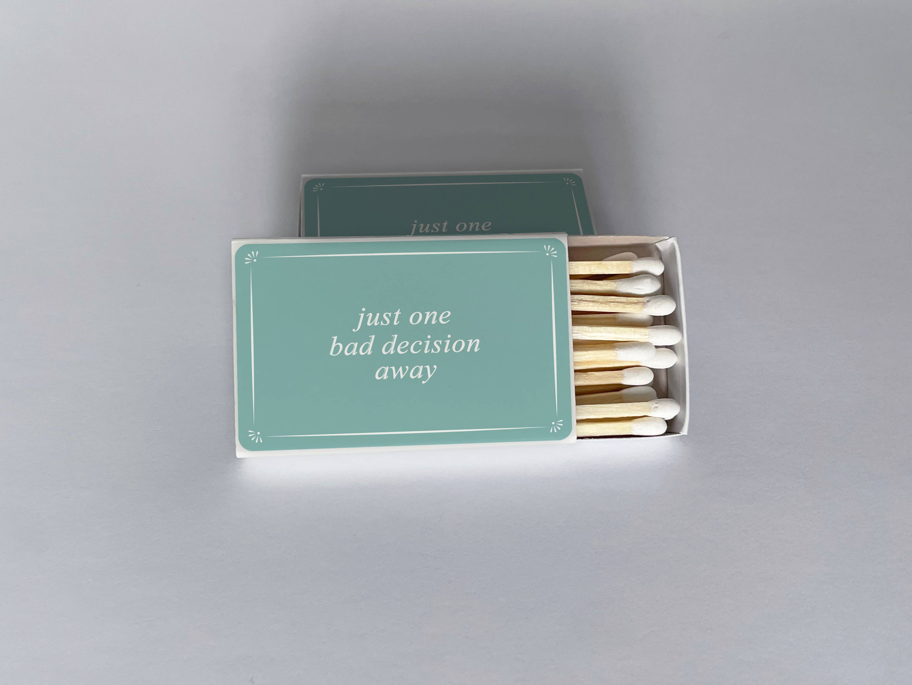 Just One Bad Decision Away Blue Matchbook, photo 1 of 2
