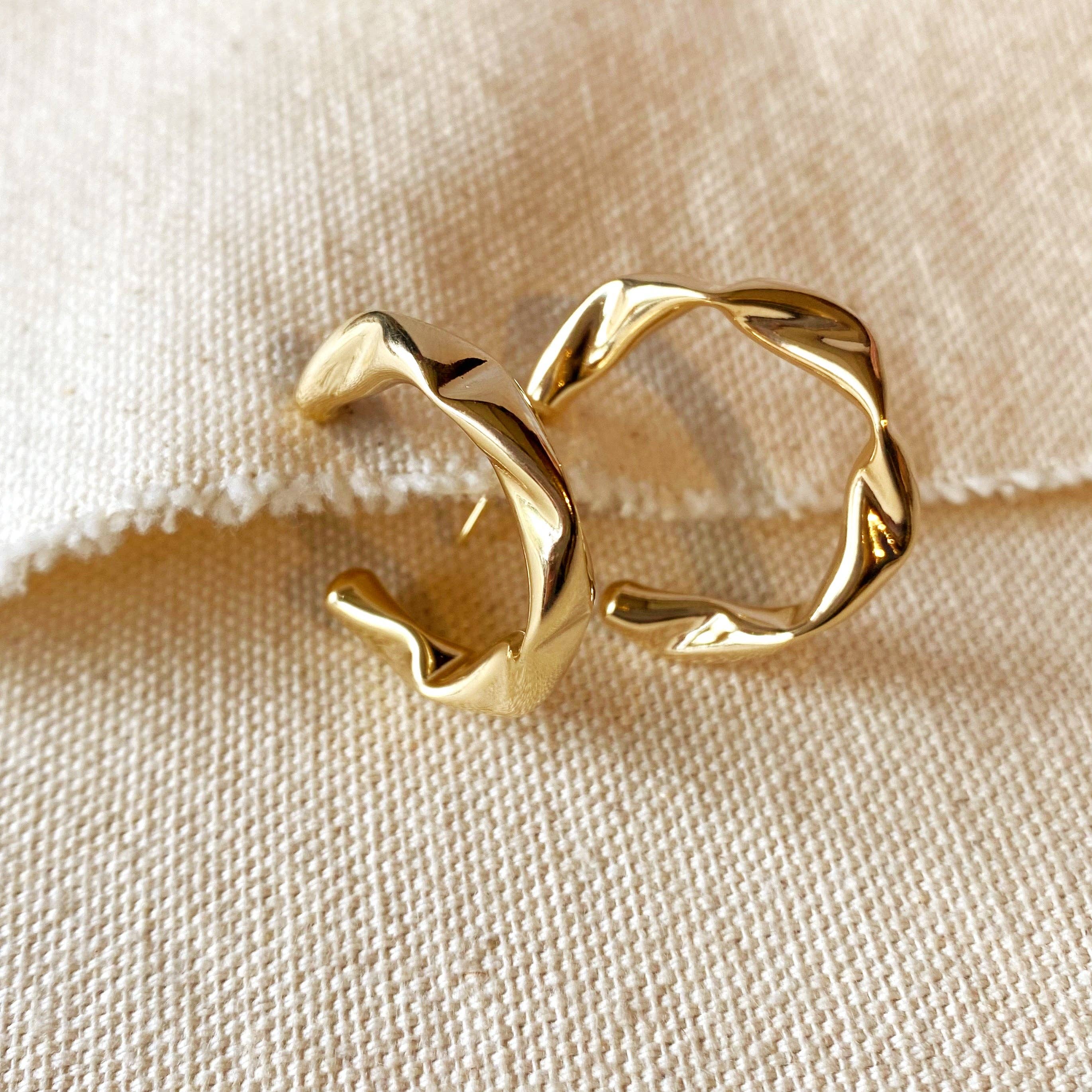 18k Gold Filled Crimped Half-Hoop Earrings, photo 1 of 4