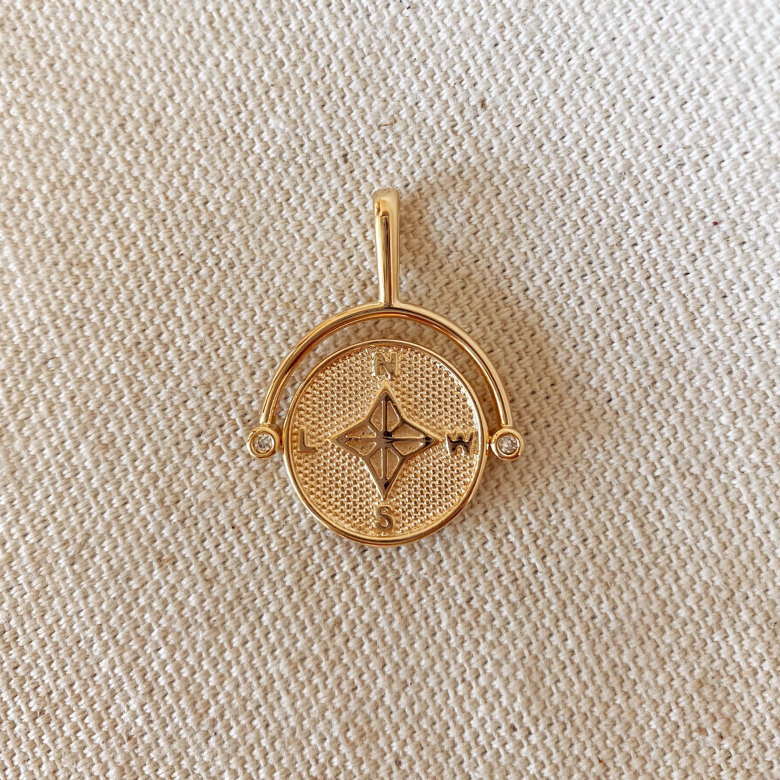 18k Gold-Plated Compass Pendant, photo 1 of 6