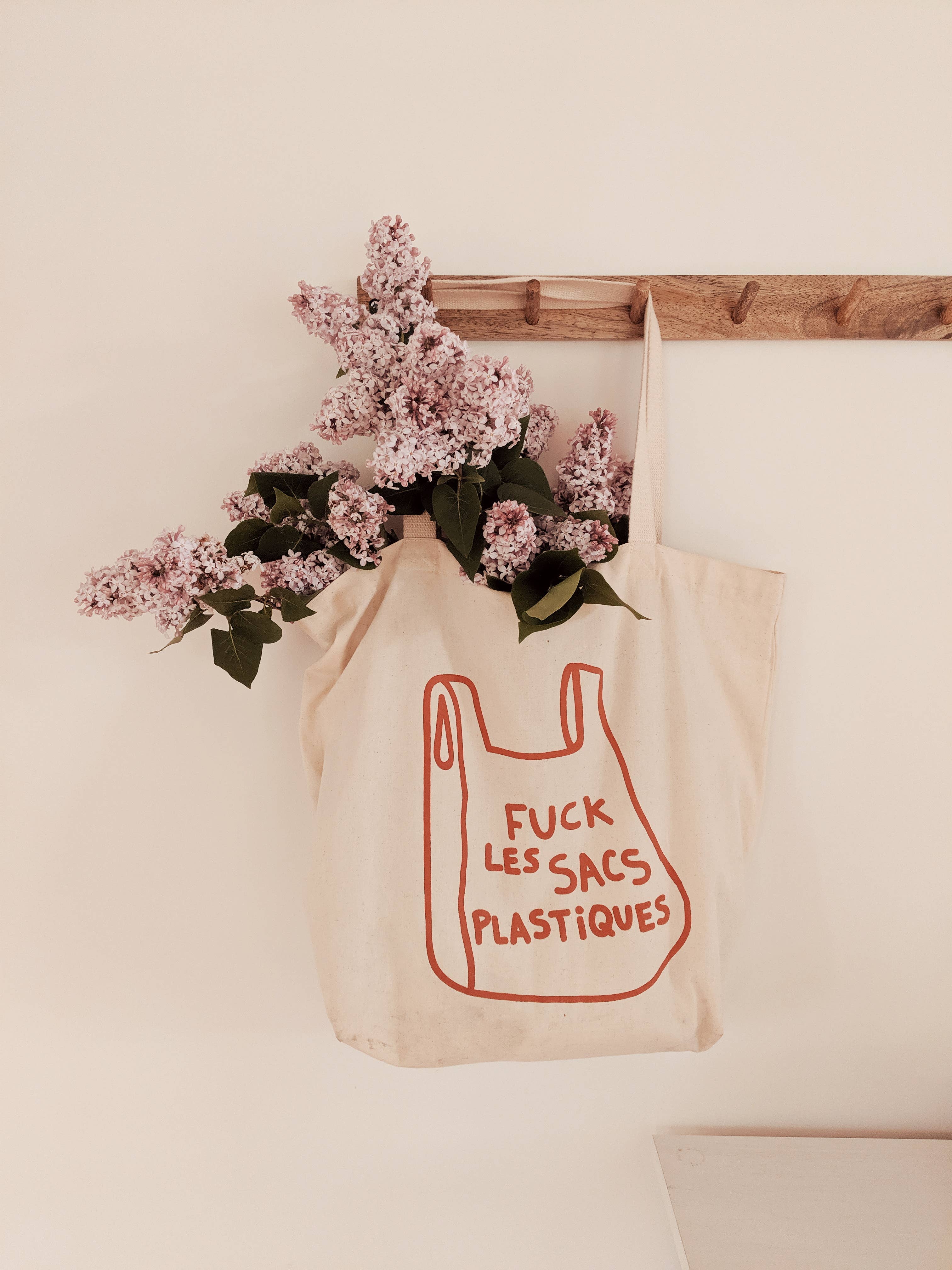 Fuck Plastique French Printed Cotton Tote Bag, photo 1 of 5