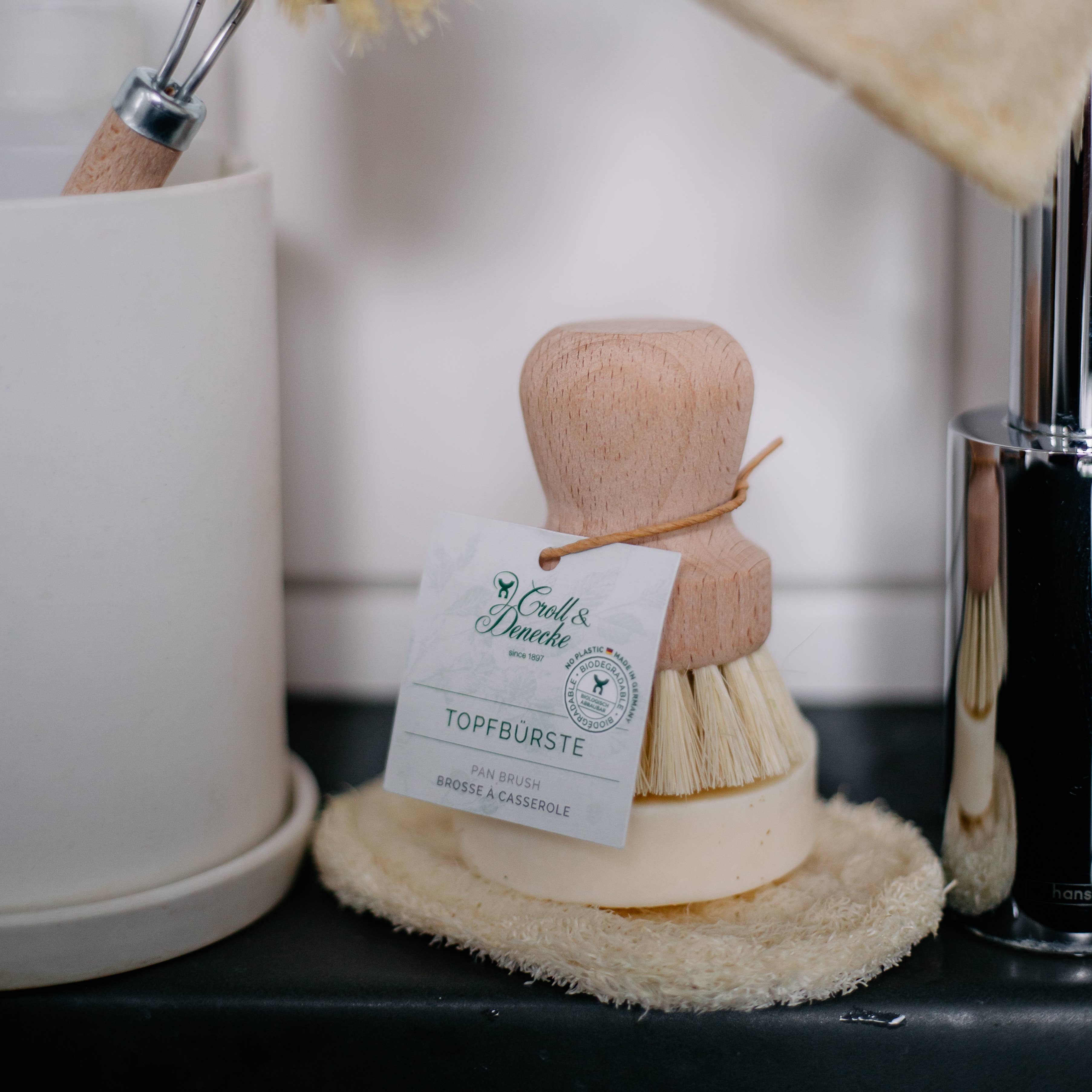 Pot brush natural dishwashing brush kitchen eco vegan soap, photo 6 of 6