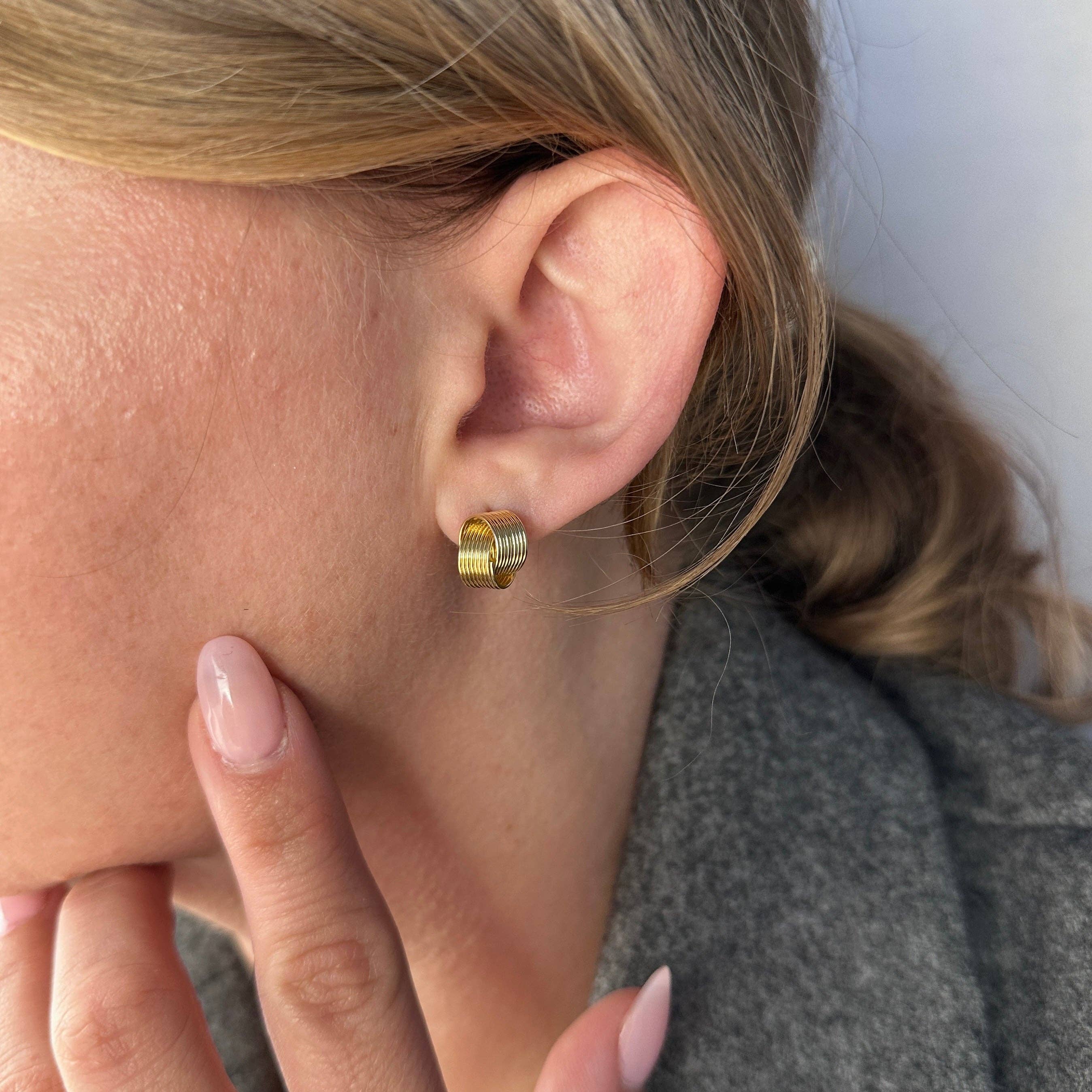 18k Gold Filled Wire Knot Stud Earrings, photo 2 of 7