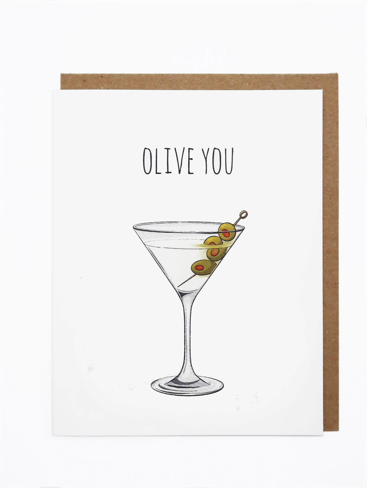 Olive You Hand Illustrated Love Card, photo 1 of 3