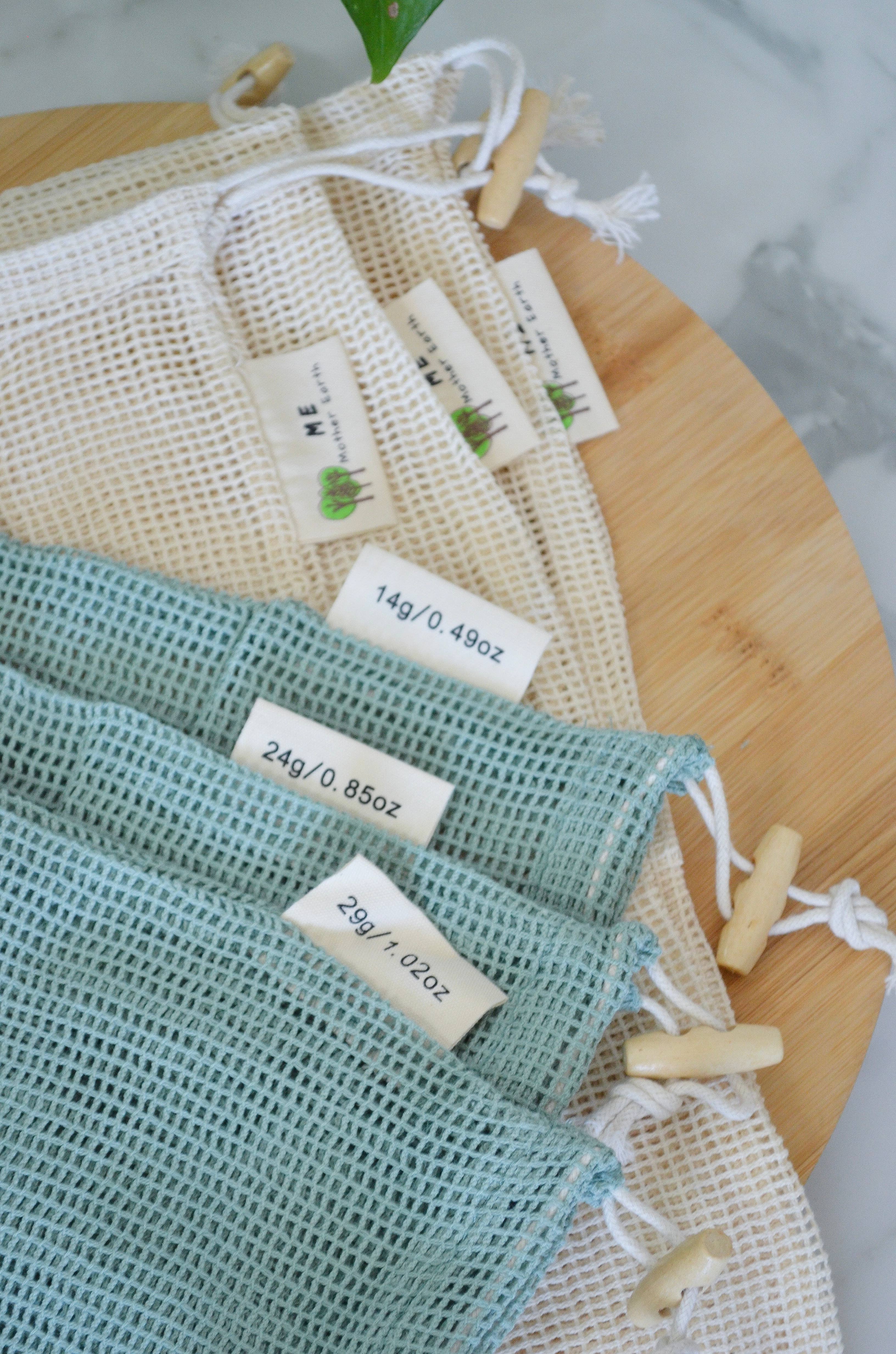 Organic Cotton Mesh Produce Bags- 3 Pack: Sage Green, photo 5 of 6