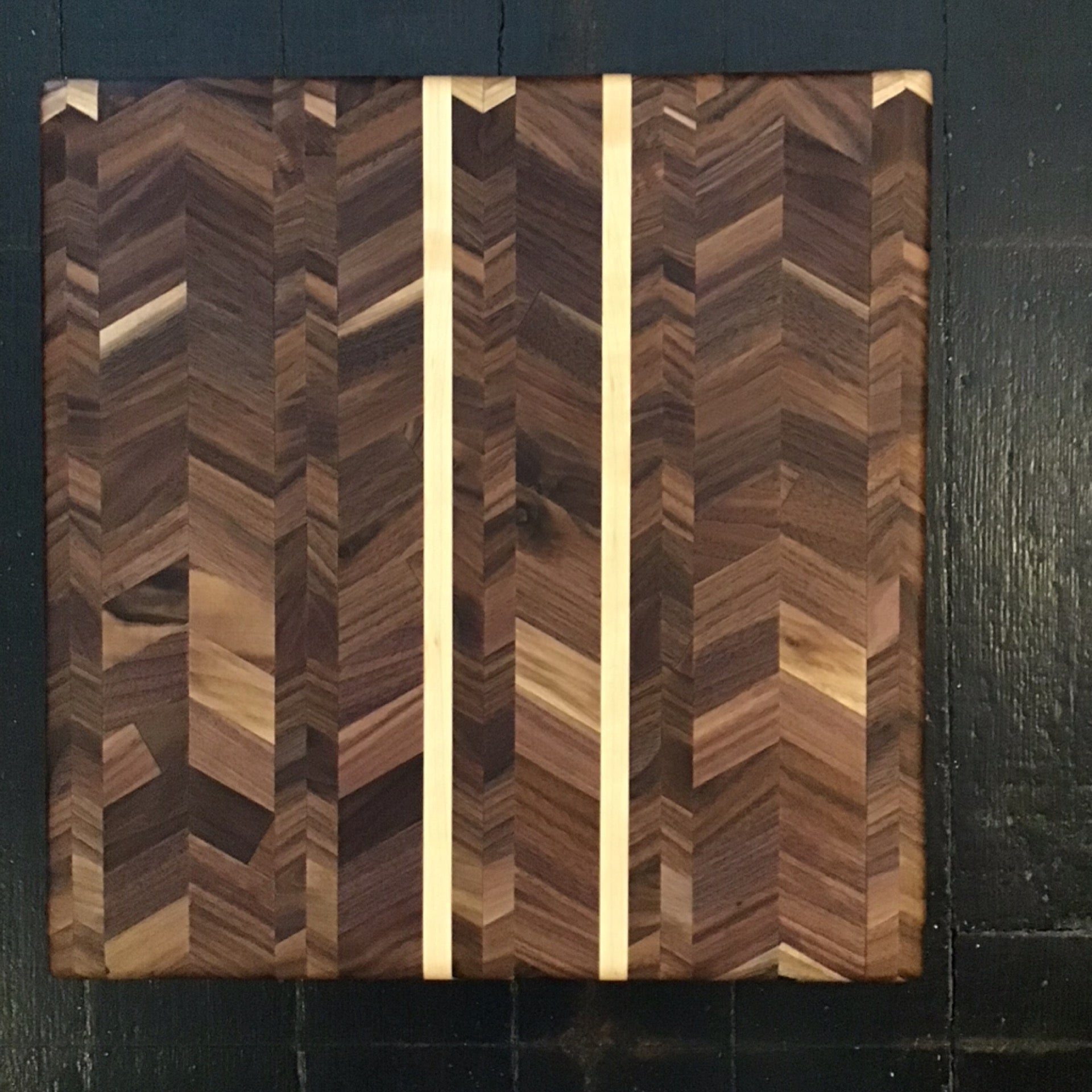 Butcher block herringbone w/ maple stripes