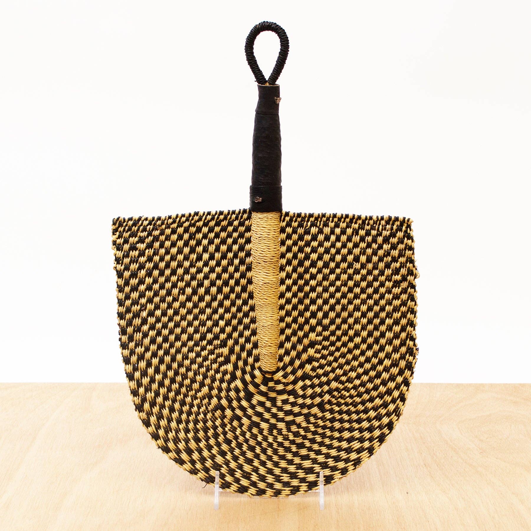 Modern Fan - 16" Checkered Black & Natural, photo 5 of 6