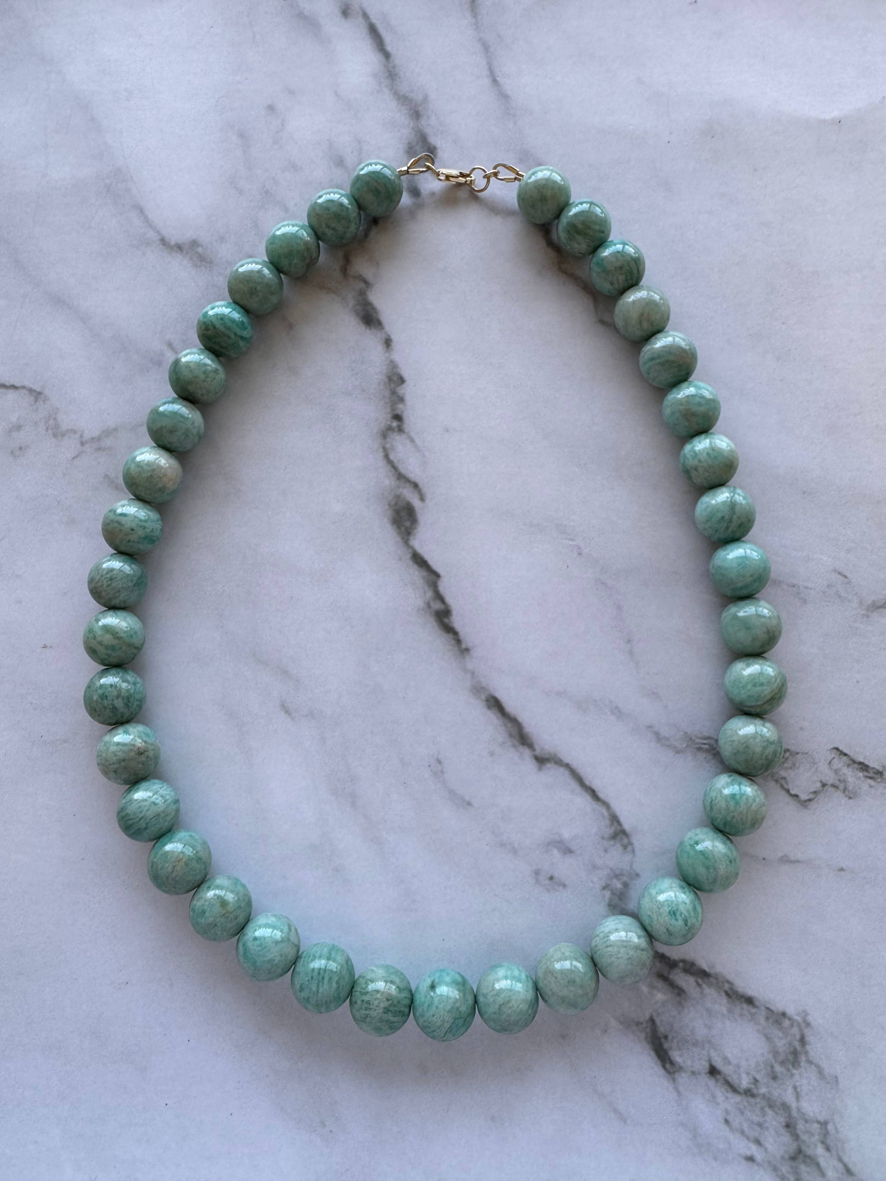 Bessie Chunky Beaded Necklace: Amazonite, photo 1 of 7