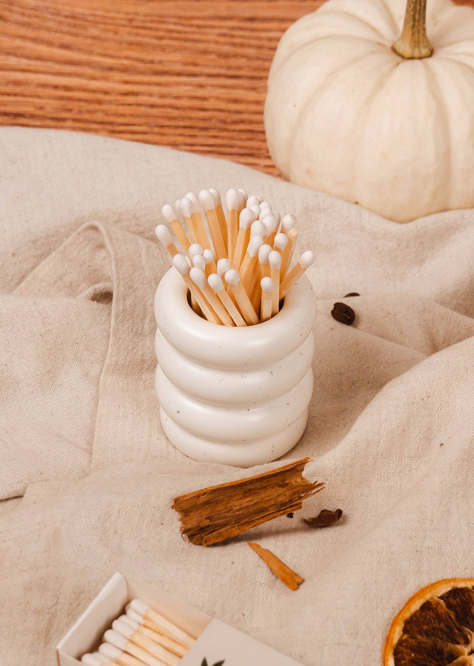 Ceramic match pot: Speckled grey, photo 3 of 8