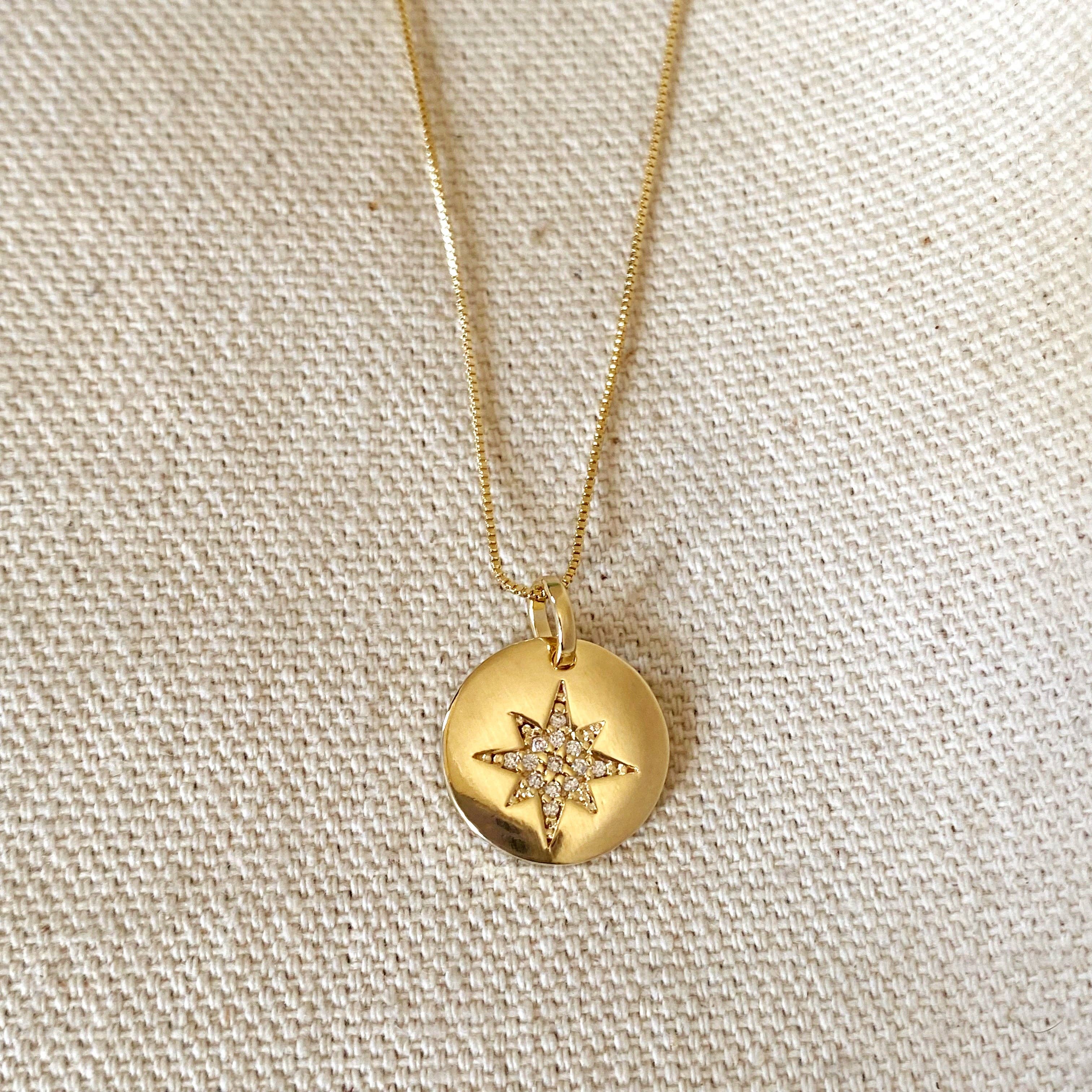18k Gold Filled Starburst Star Plate Charm, photo 2 of 2