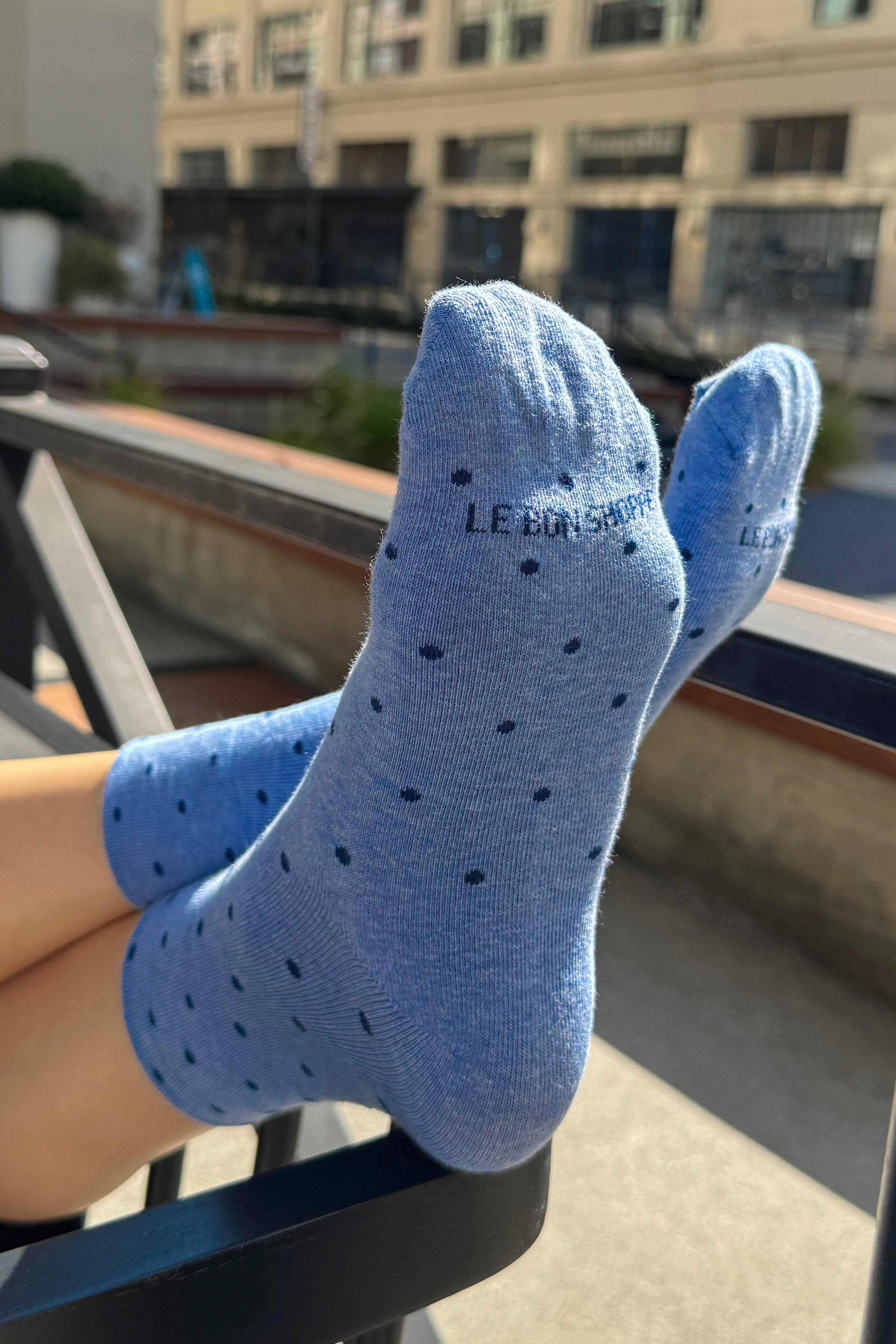 Polka Dot Sneaker Socks: BLUE/NAVY, photo 4 of 5