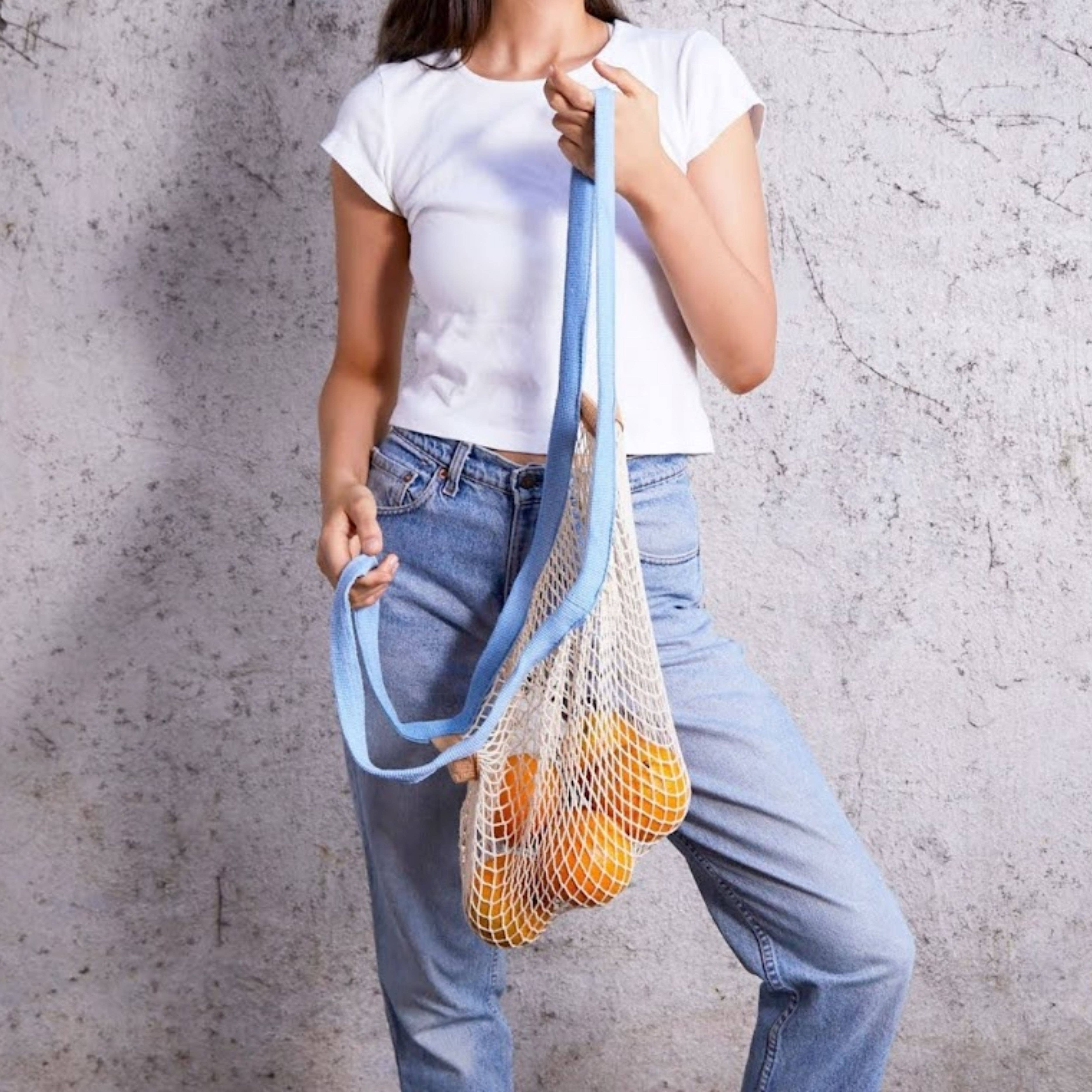 The french market bag two tone: French blue/wheat, photo 4 of 8