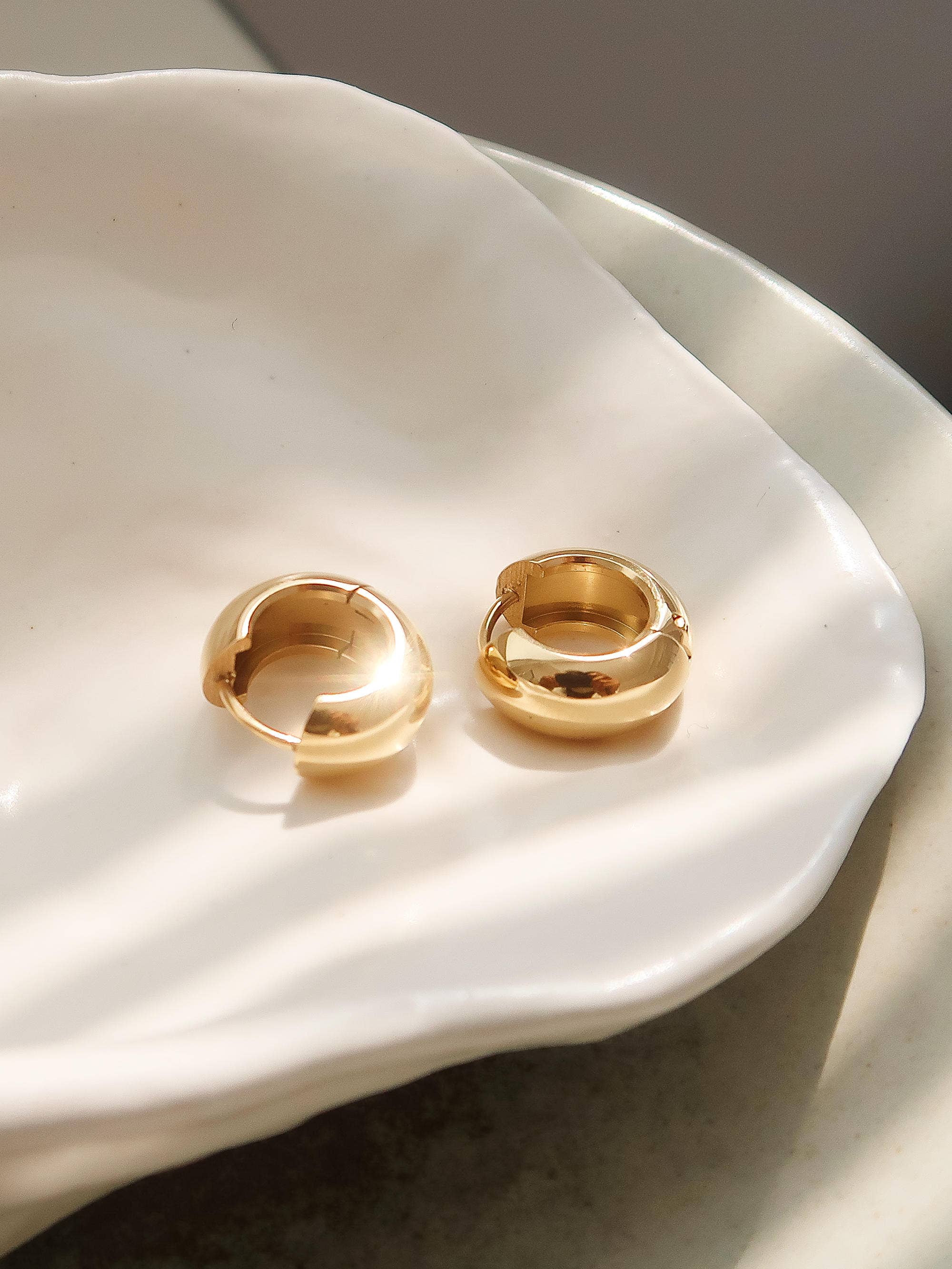 Blandine 18K Non-Tarnish Small Classic Hoop Earring: Silver, photo 6 of 6