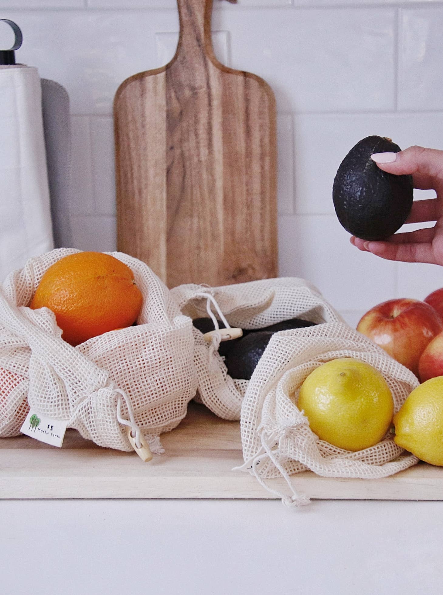 Organic Cotton Mesh Produce Bags- 3 Pack: Sage Green, photo 3 of 6
