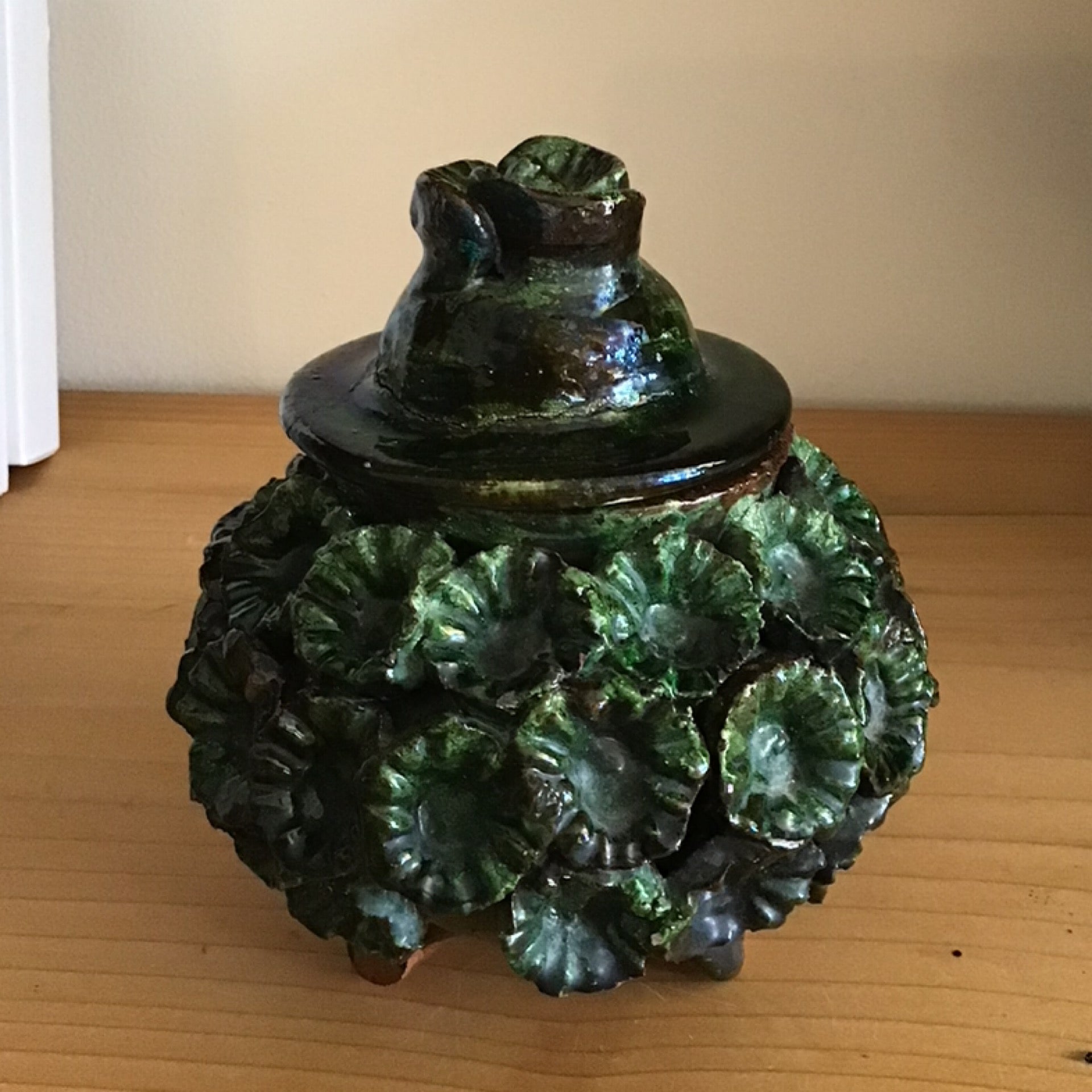 Vintage small Mexican Terracotta bowl w/ lid