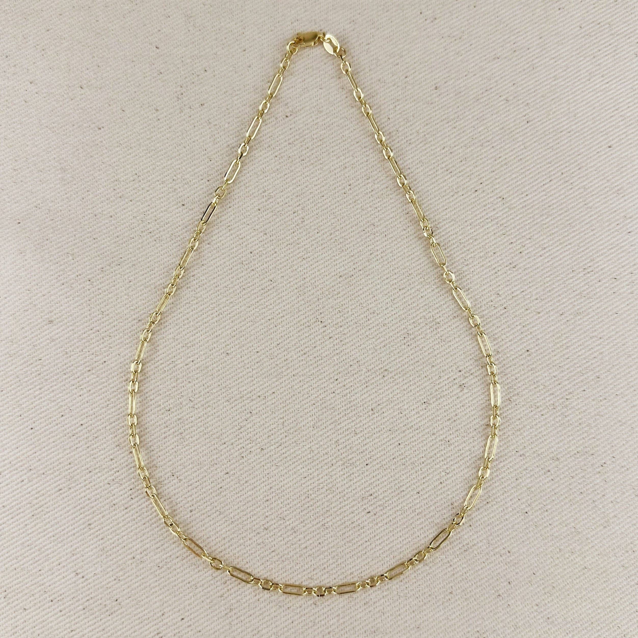 16” - 18k Gold Filled 3x1 Alternated Paperclip Necklace, photo 1 of 6