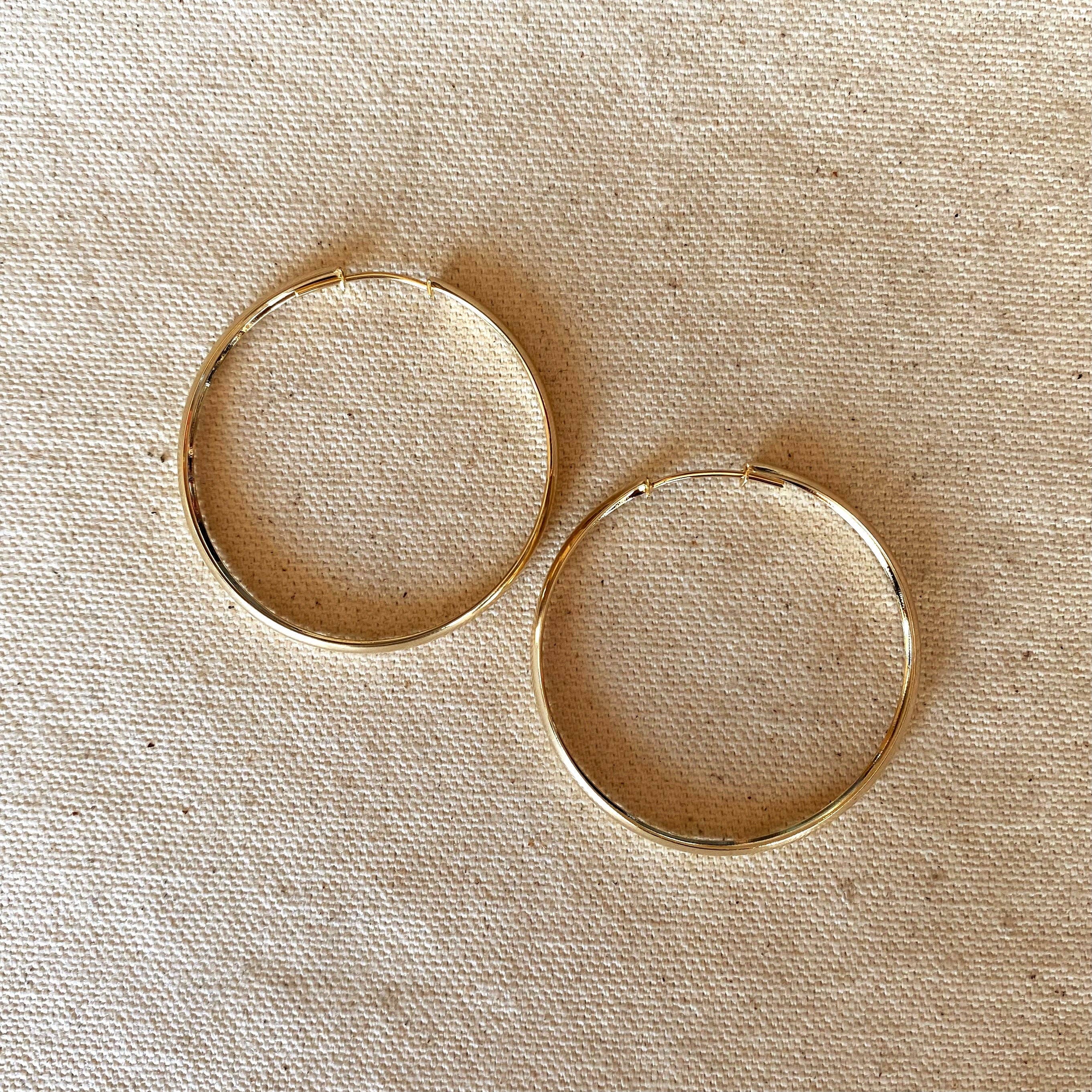 18k Gold Filled 50mm Hollow Continuous Hoop Earrings, photo 3 of 4