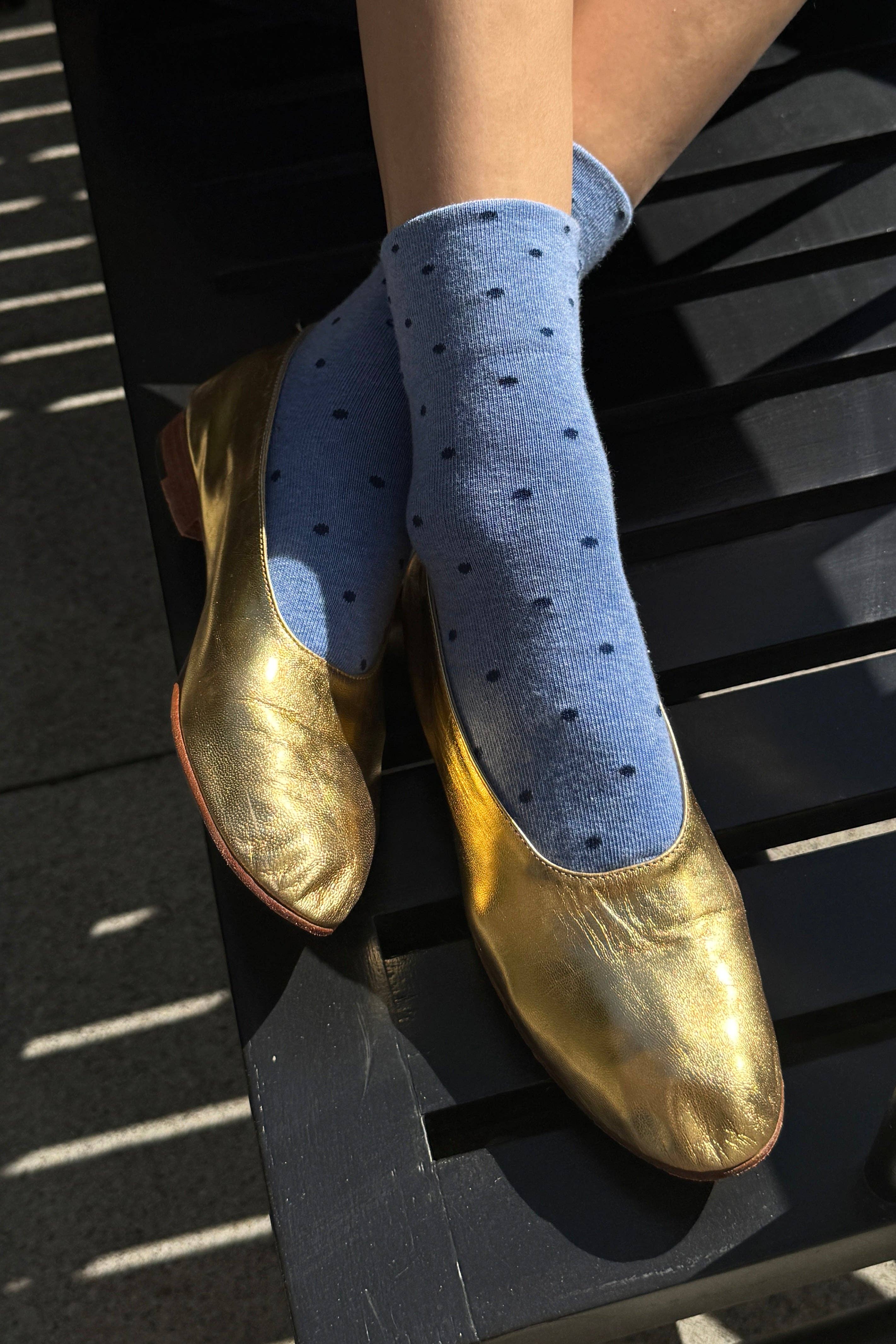 Polka Dot Sneaker Socks: BLUE/NAVY, photo 3 of 5