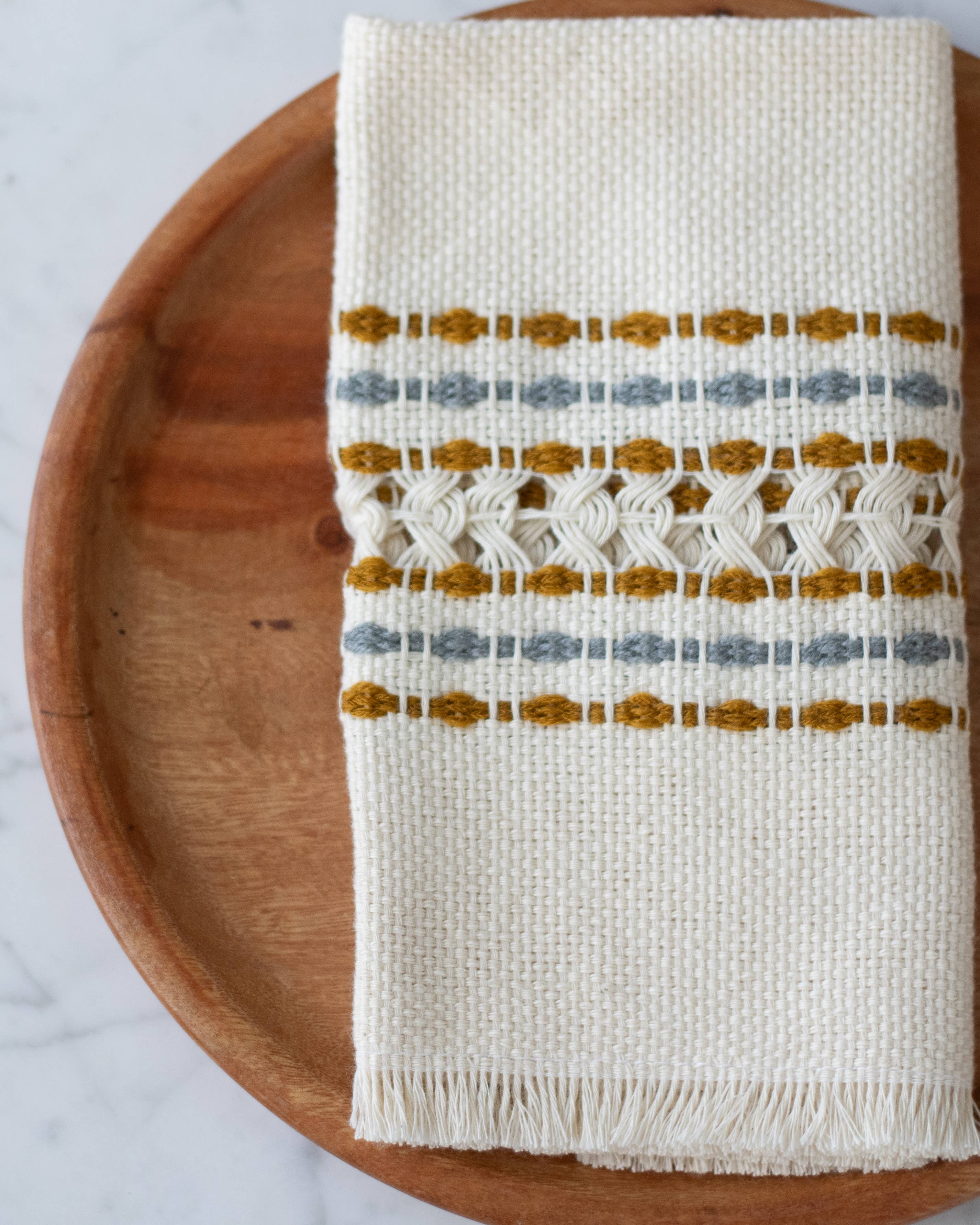 Handwoven Cotton Napkin - Yellow and Grey, photo 2 of 4