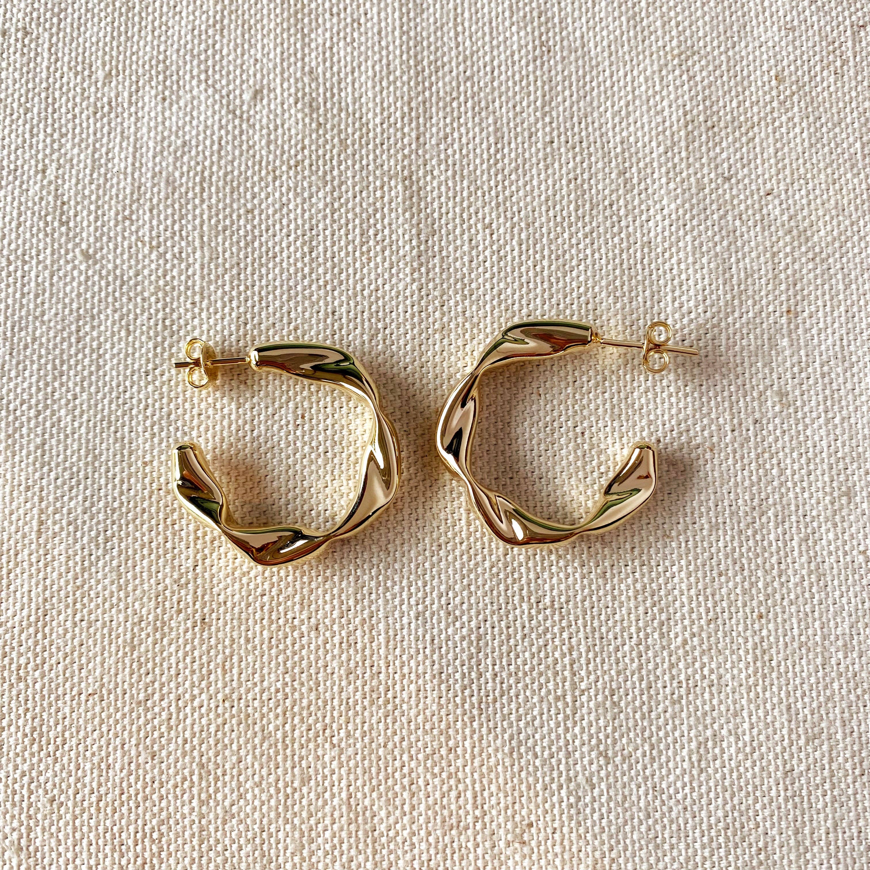 18k Gold Filled Crimped Half-Hoop Earrings, photo 4 of 4
