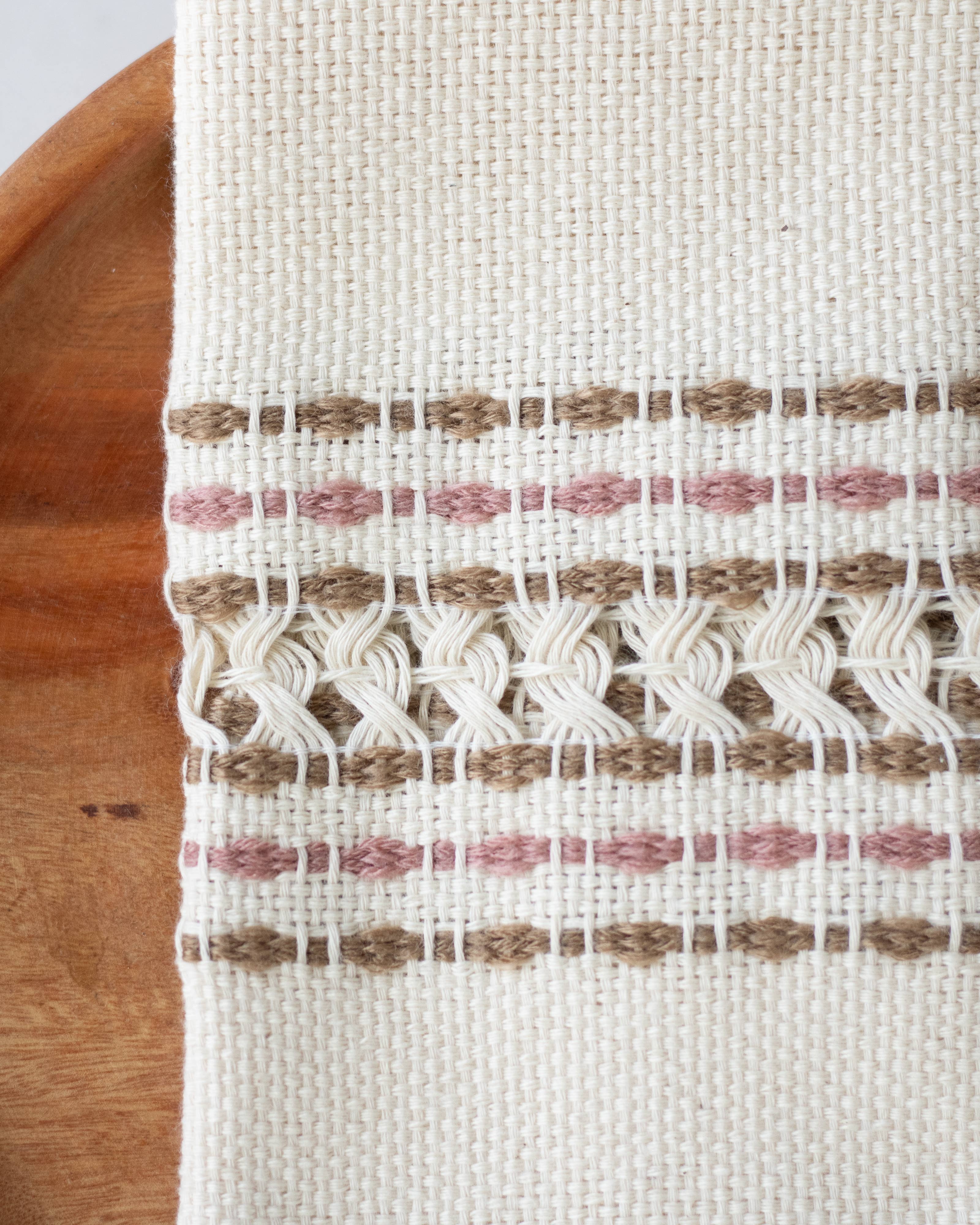 Handwoven Cotton Napkin - Pink and Brown, photo 3 of 5