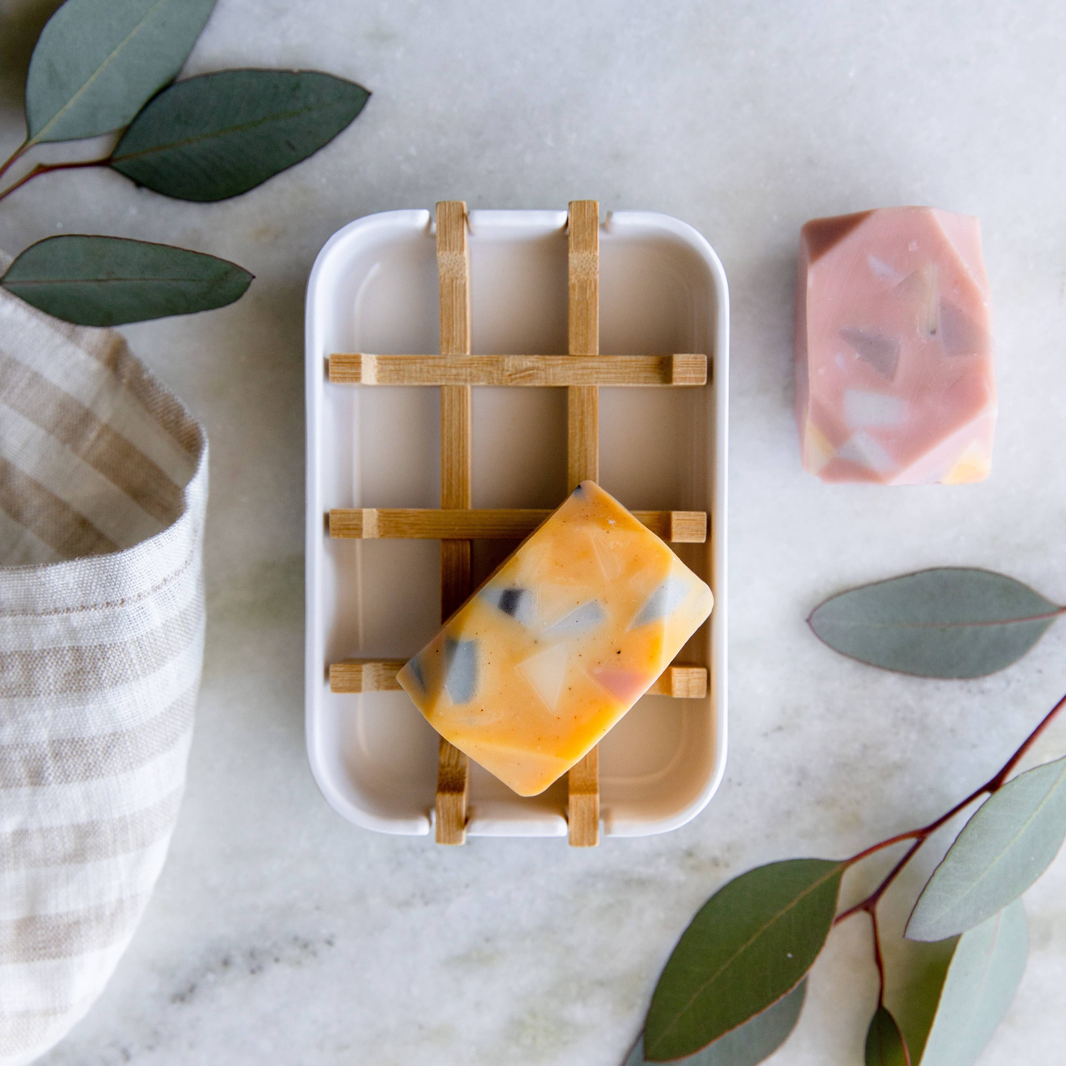 White Plant-Based Biodegradable Soap Dish Tray