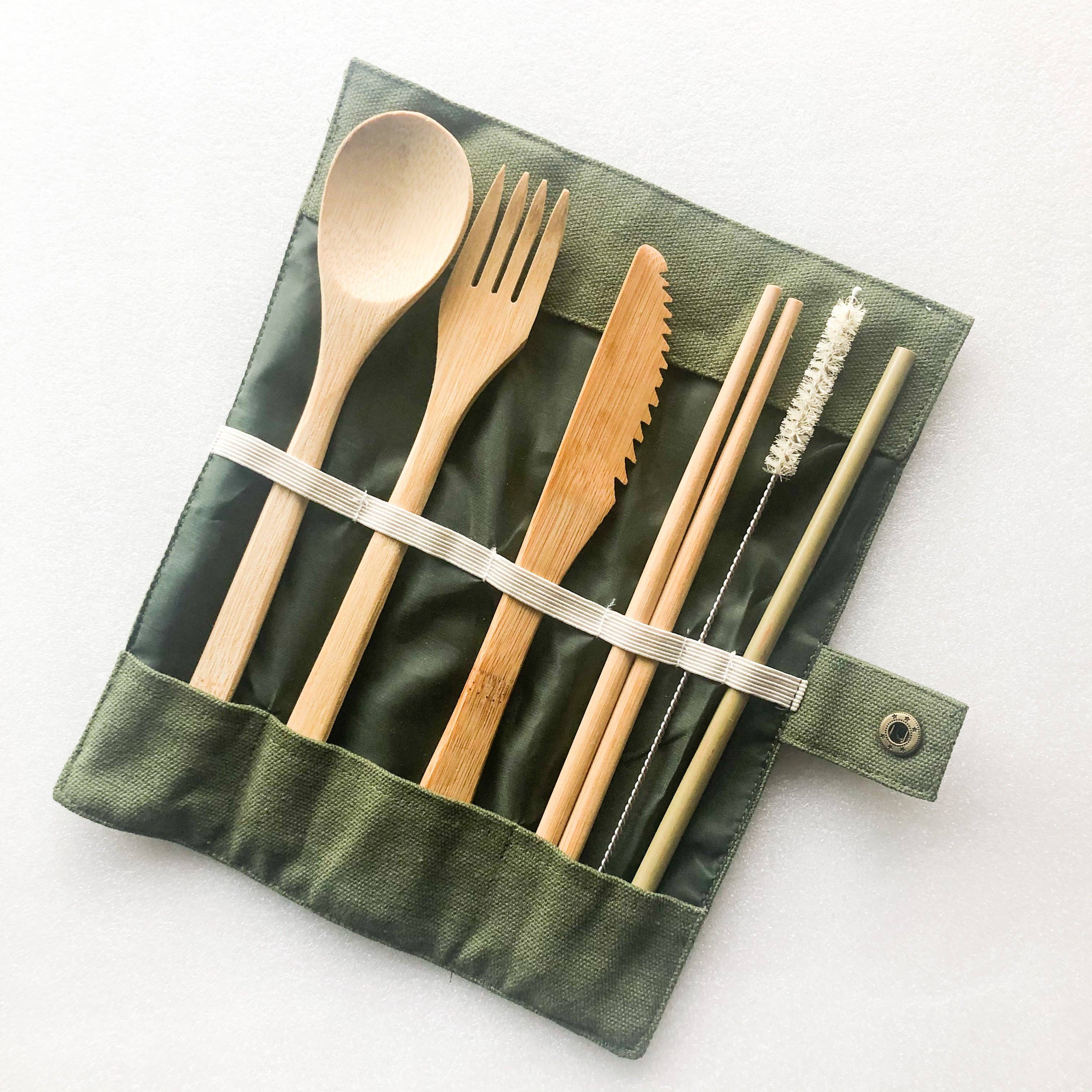 Bamboo Cutlery Set | Zero Waste Reusable | Washable Organic: Beige, photo 6 of 6