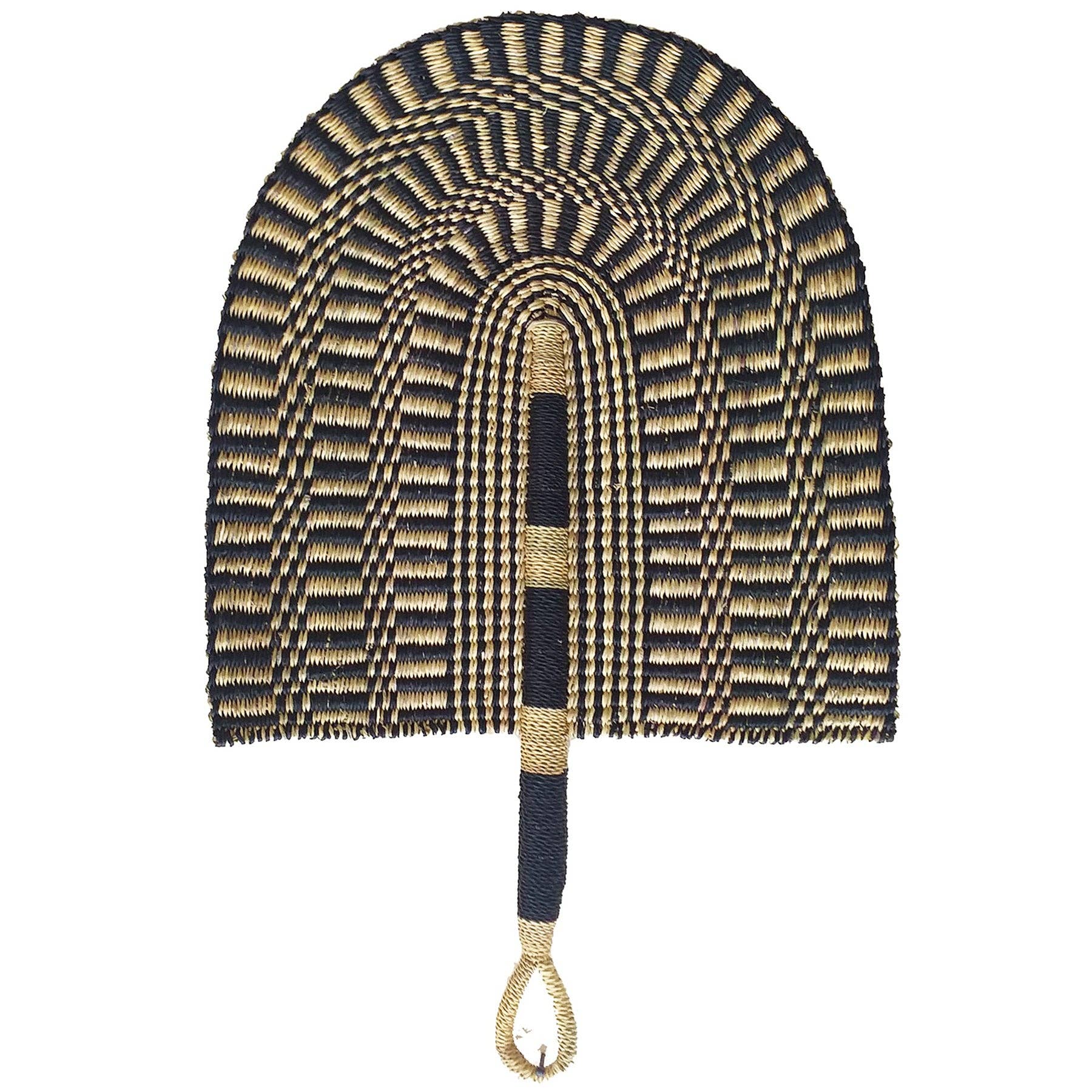 Large Black and Natural Checkered Fan, photo 1 of 2