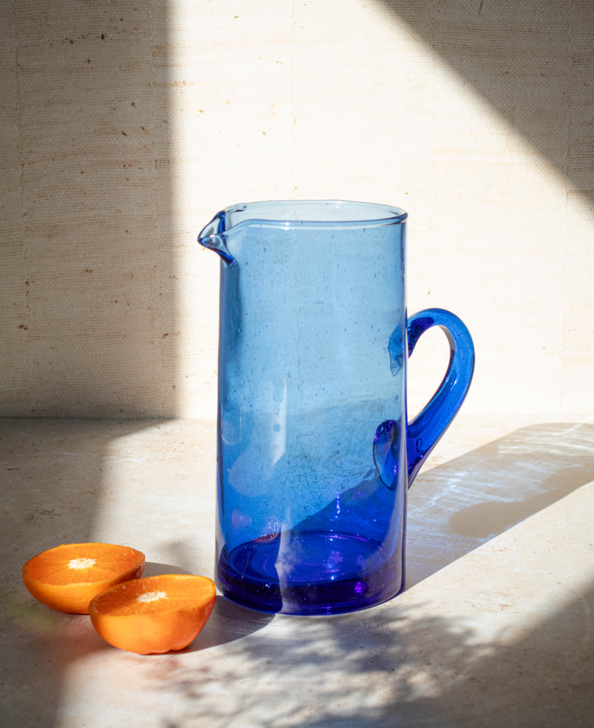 Moroccan Glass Beldi Water Jug - Blue, photo 1 of 2