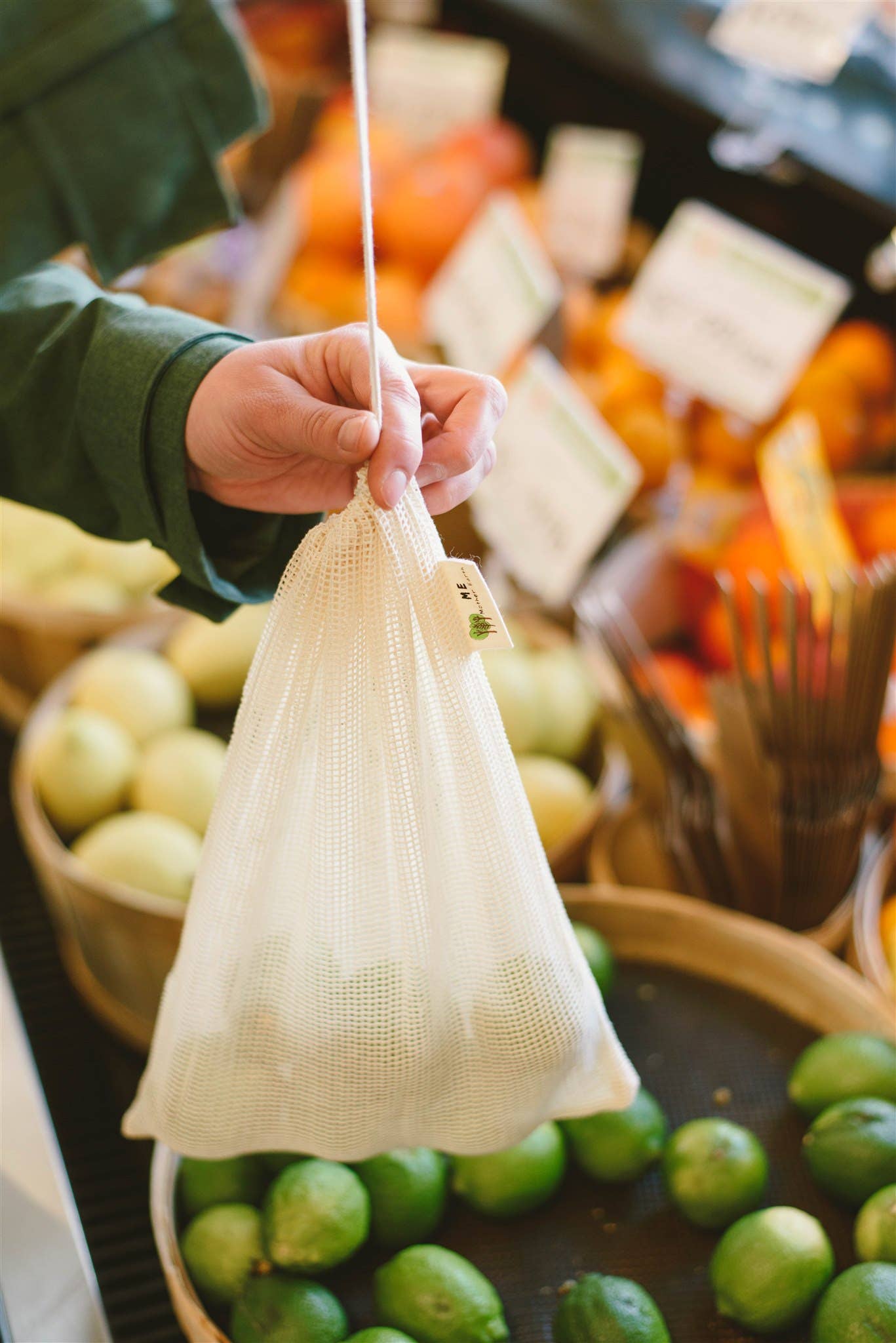 Organic Cotton Mesh Produce Bags- 3 Pack: Sage Green, photo 4 of 6