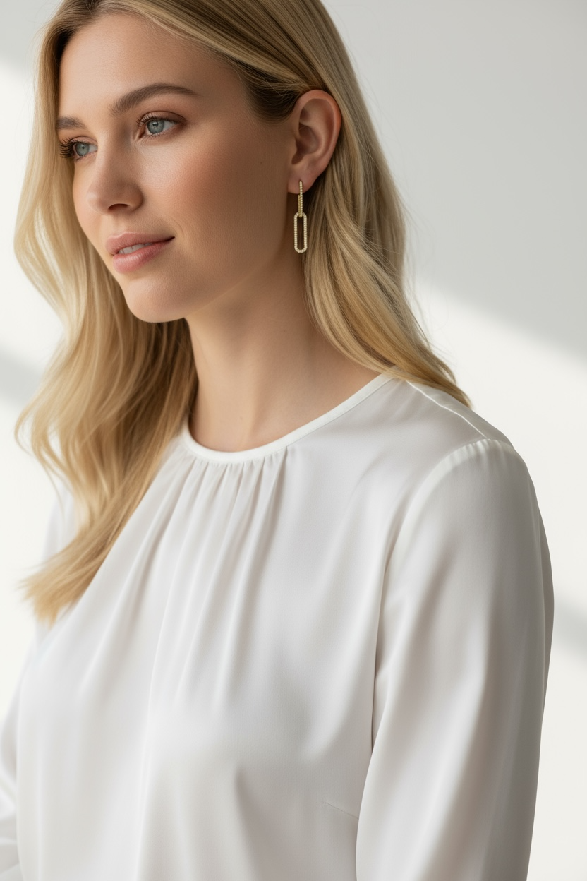 18k Gold Filled CZ Paperclip Drop Earrings, photo 4 of 7