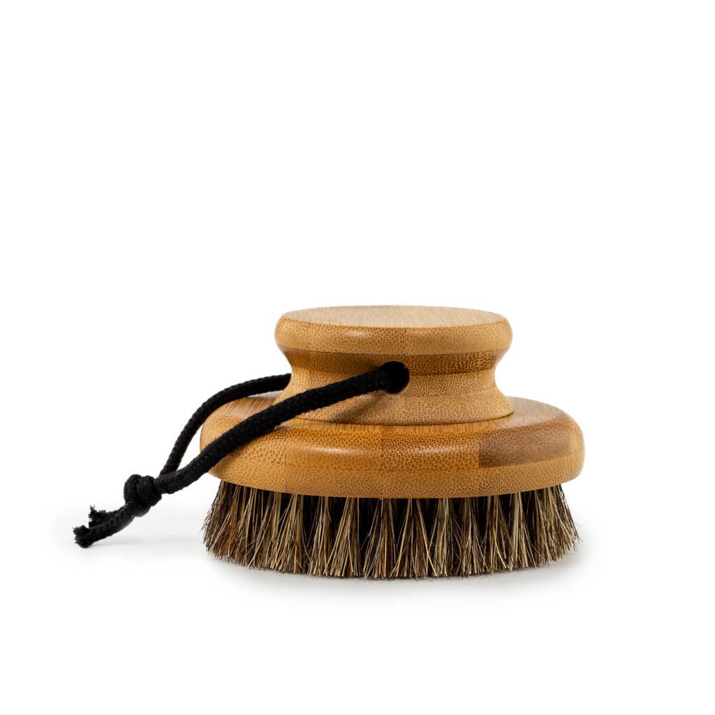 Round dry body brush with string