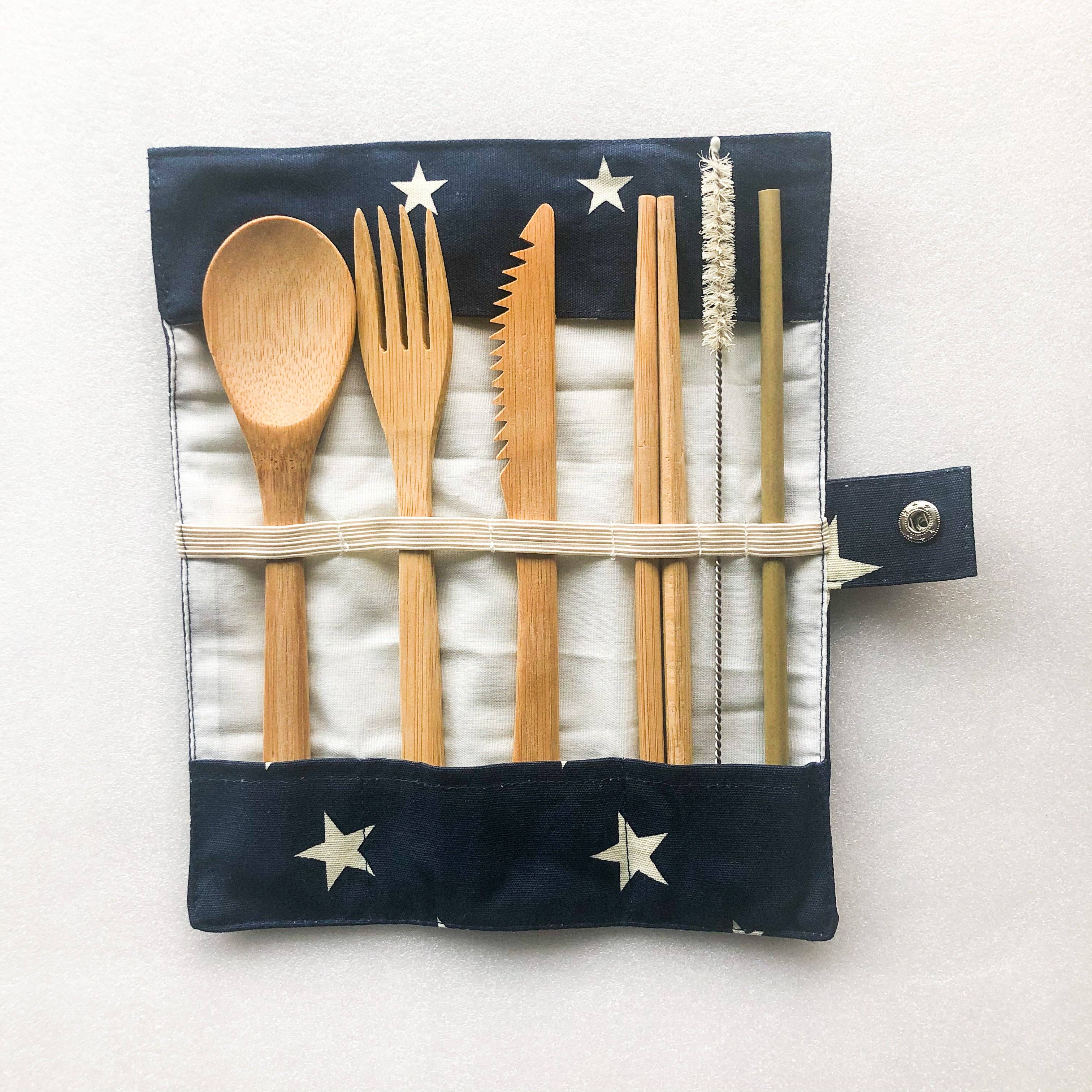 Bamboo Cutlery Set | Zero Waste Reusable | Washable Organic: Beige, photo 4 of 6