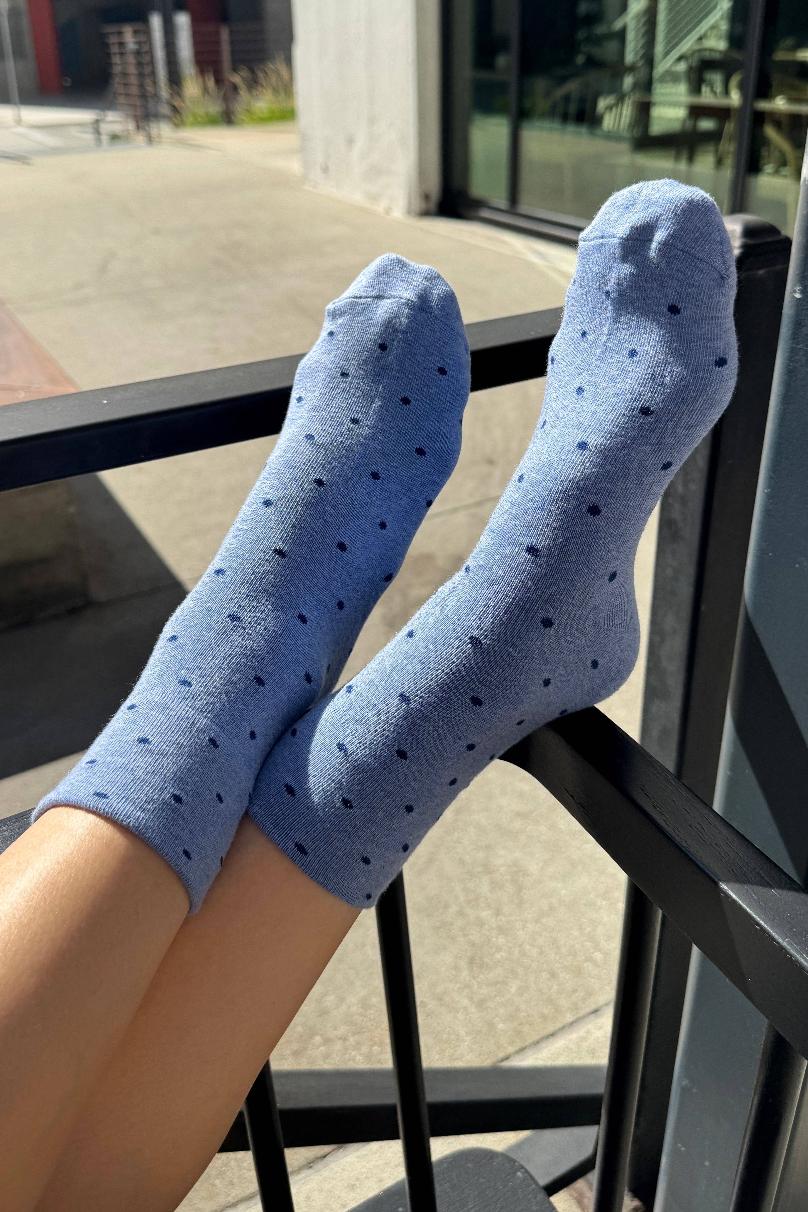 Polka Dot Sneaker Socks: BLUE/NAVY, photo 2 of 5