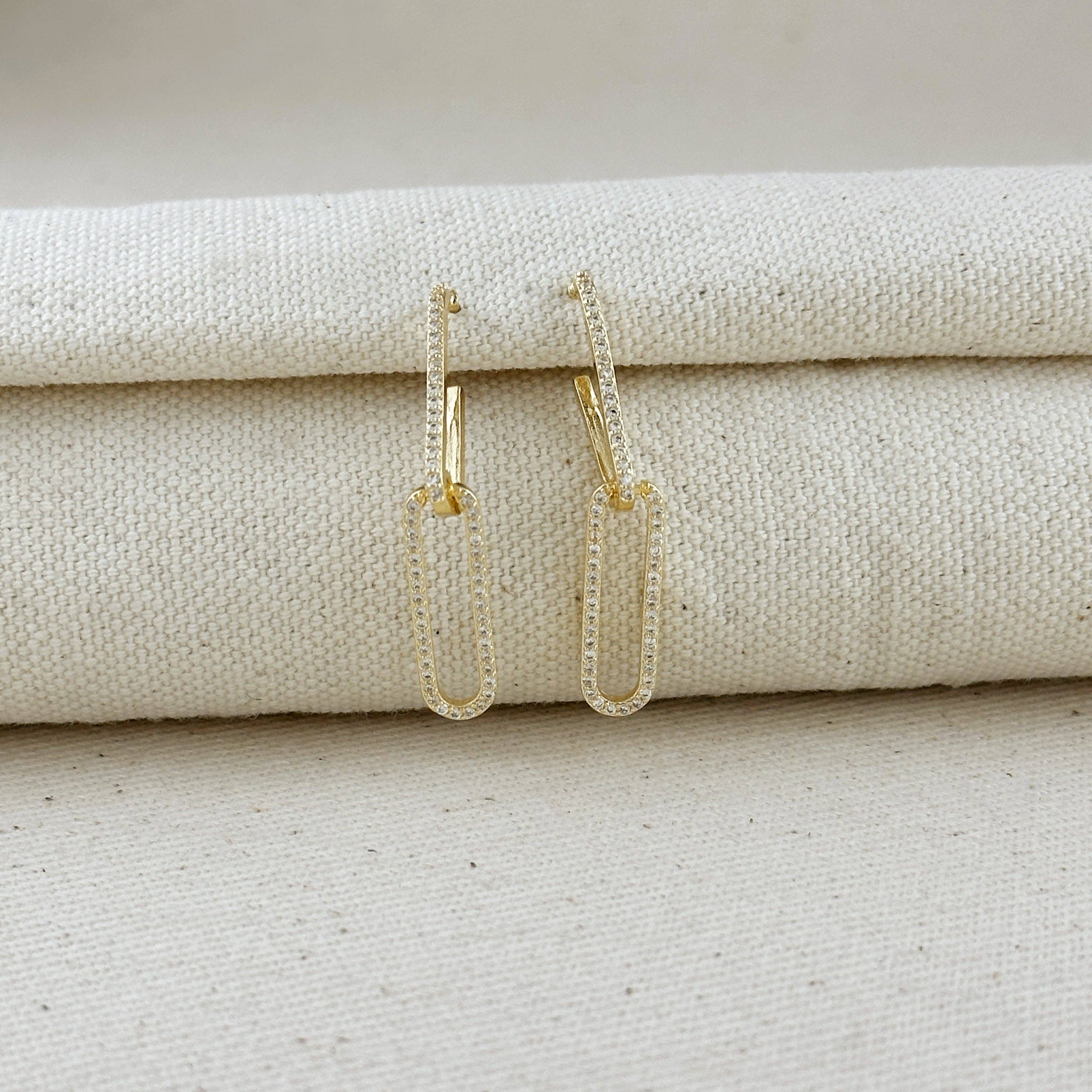 18k Gold Filled CZ Paperclip Drop Earrings, photo 5 of 7