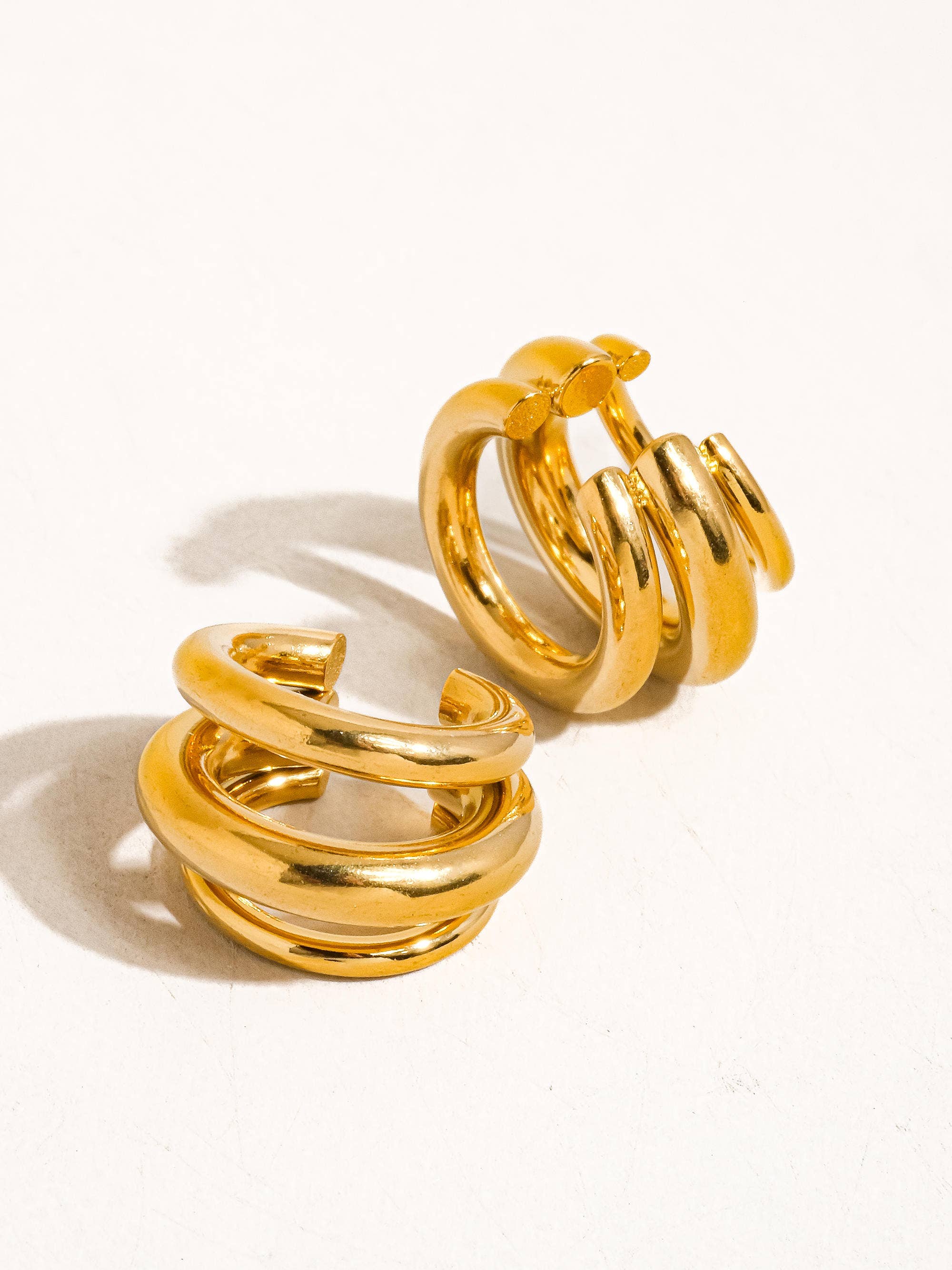 Ames 18K Gold Non-Tarnish Trilayer C Hoop Ear Cuff: Yellow Gold, photo 4 of 6