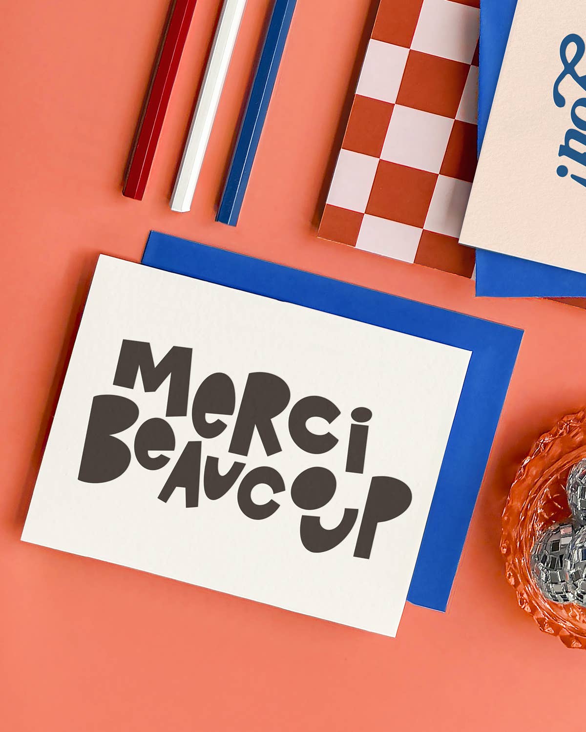 Merci Beaucoup, Letterpress Thank You Greeting Card, photo 3 of 3