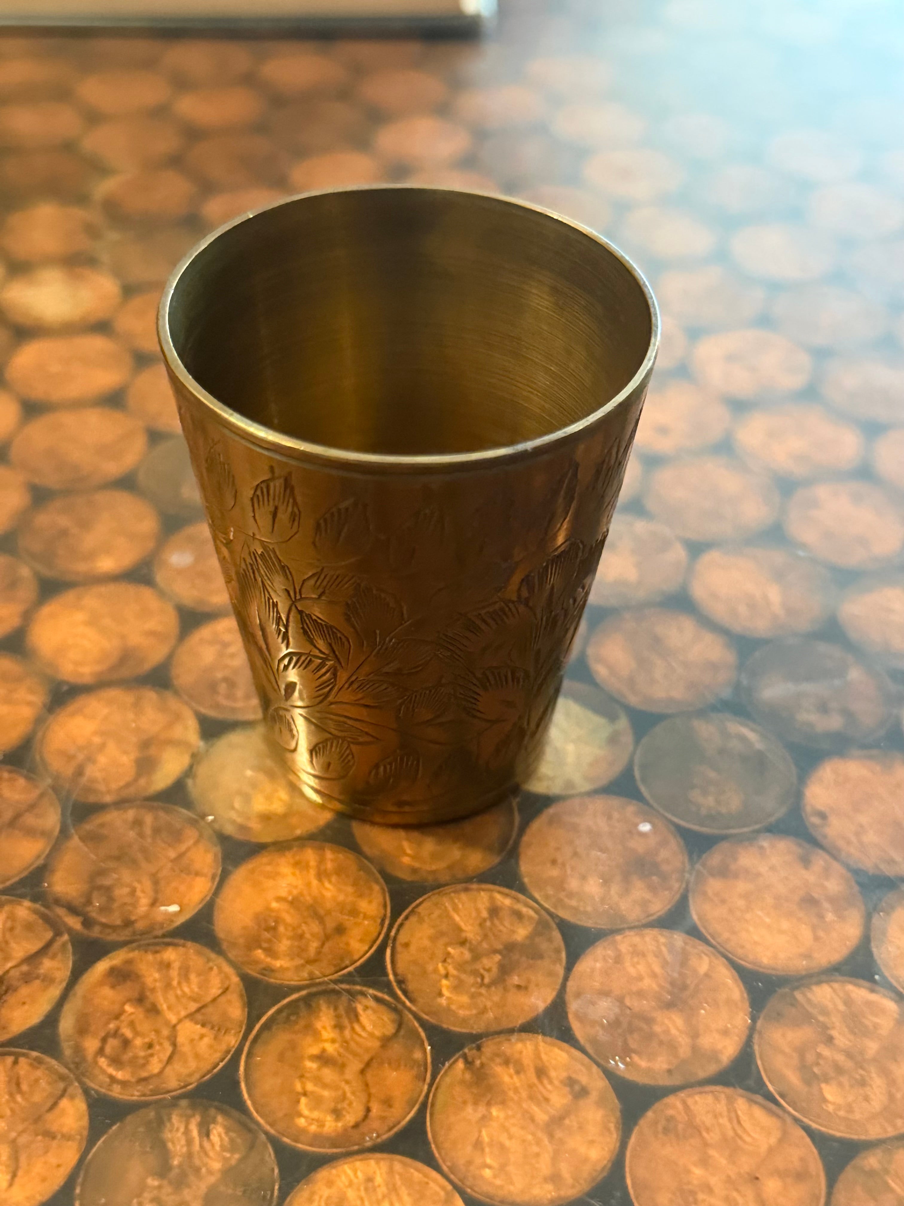 Brass floral shot glass