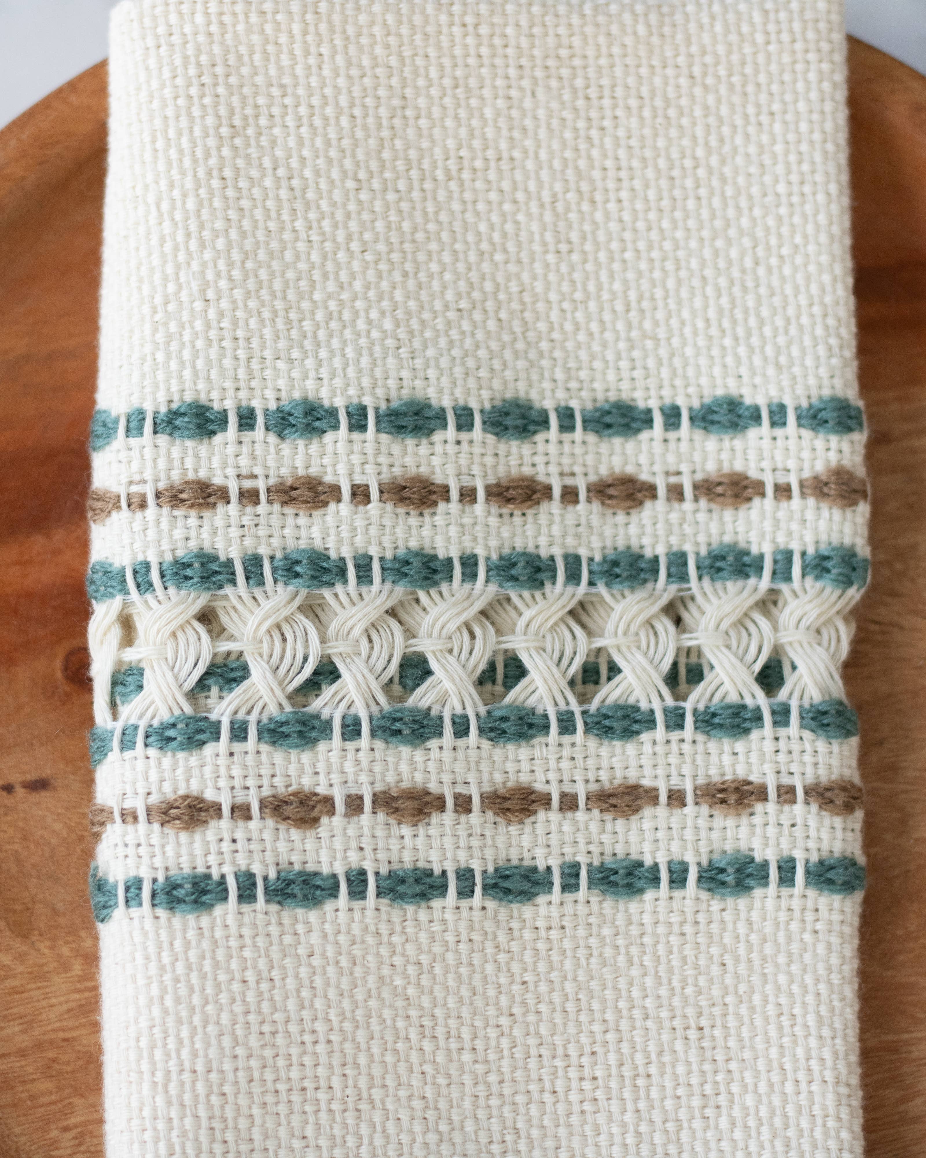 Handwoven Cotton Napkin - Green and Brown, photo 4 of 4