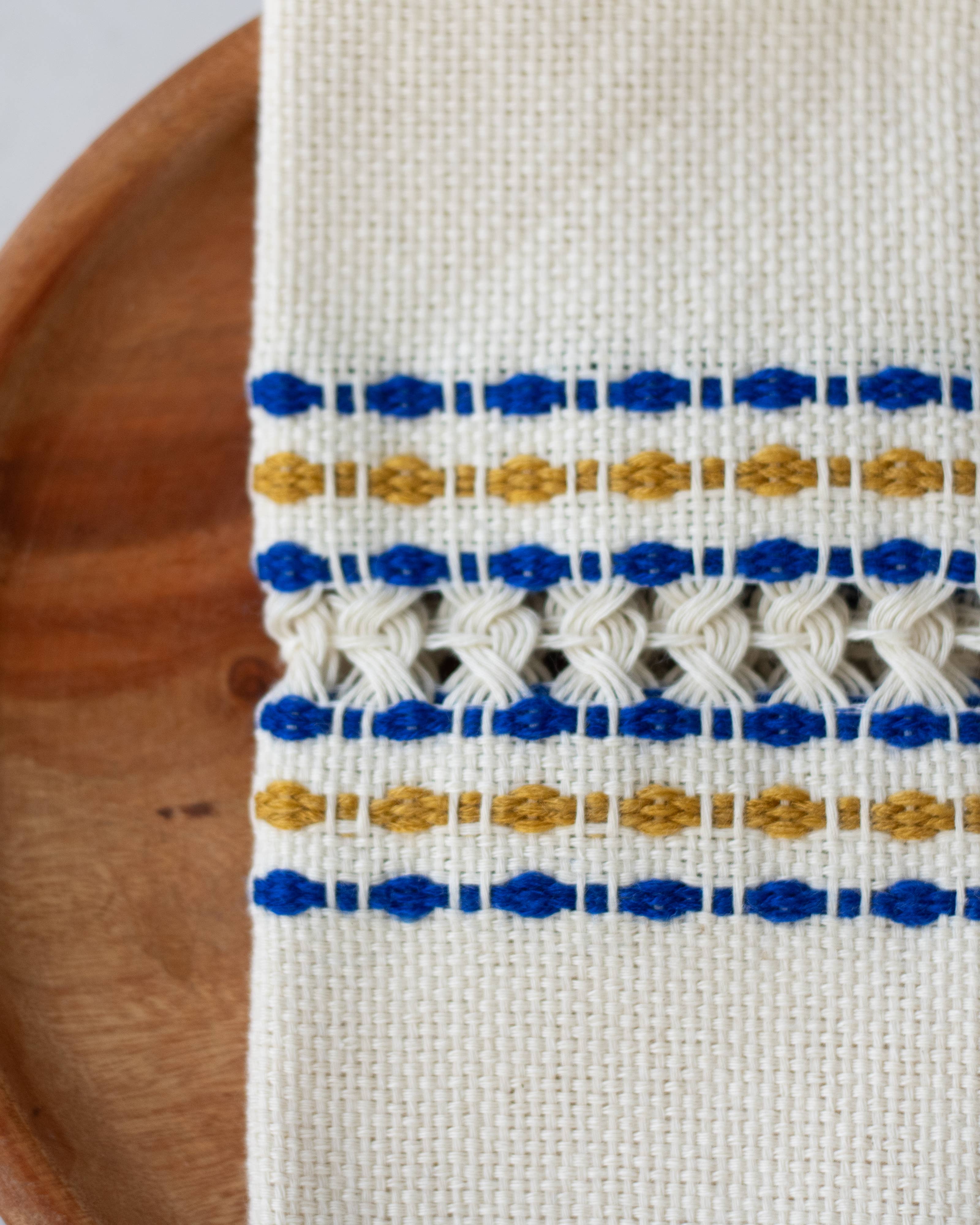 Handwoven Cotton Napkin - Blue and Yellow, photo 2 of 4