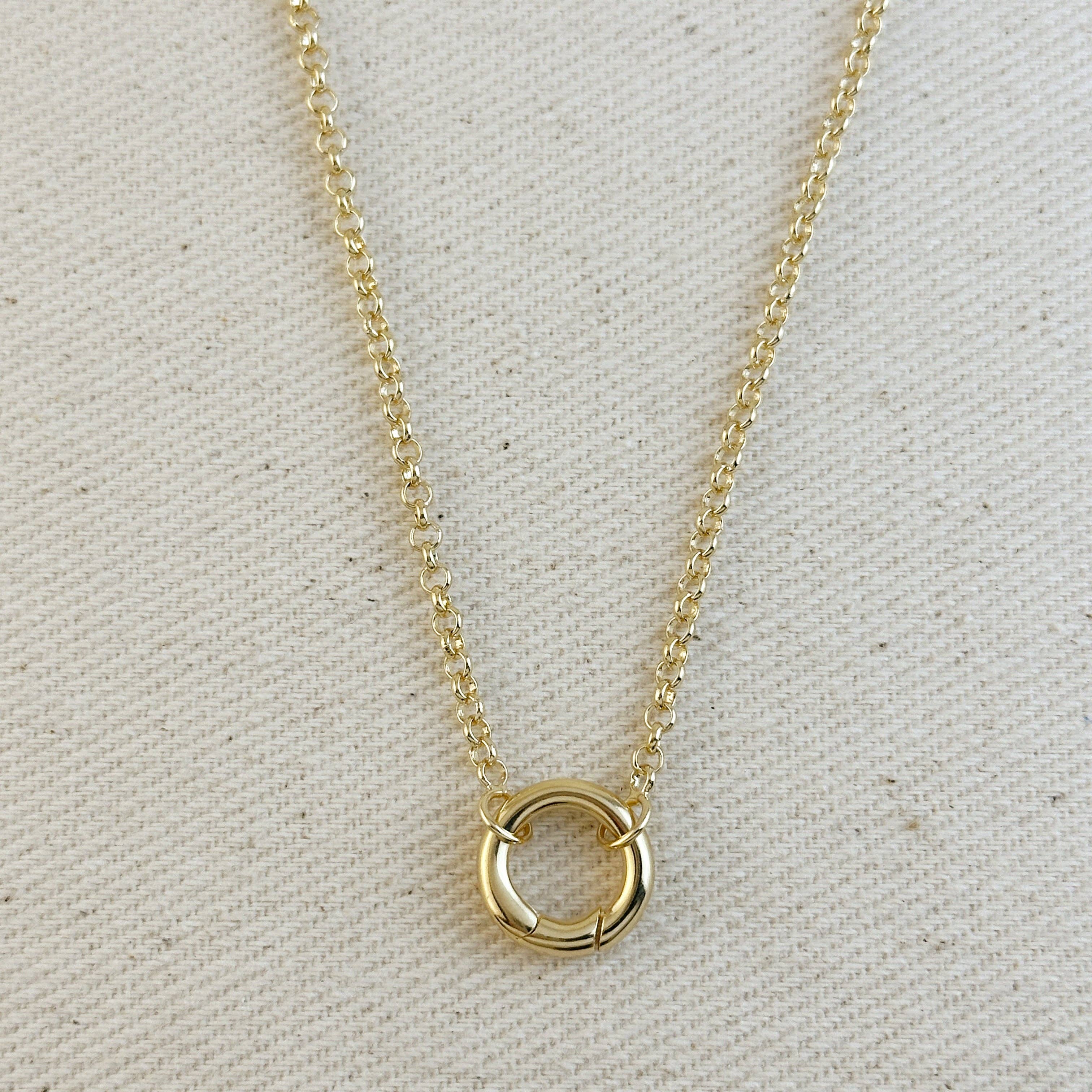 16”-18k Gold Filled Rolo Chain Necklace Featuring Carabiner Clasp, photo 1 of 6